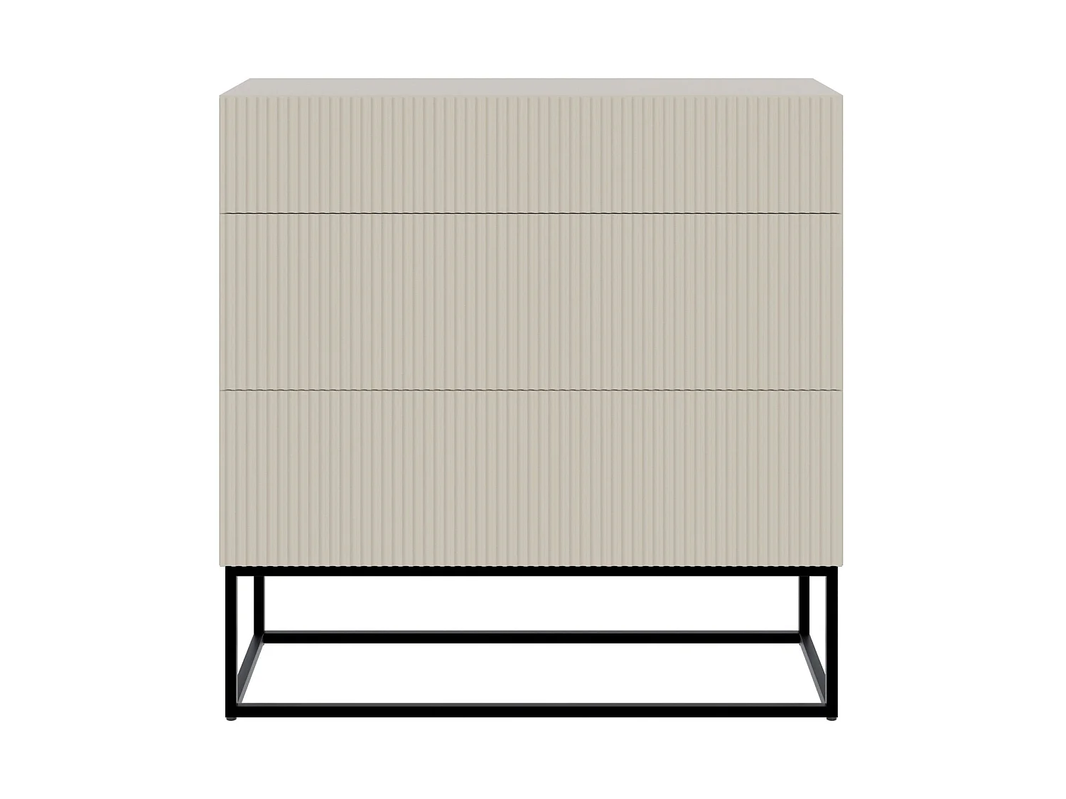 Commode 3 tiroirs - 90 cm - grège avec pieds noirs - VELDIO