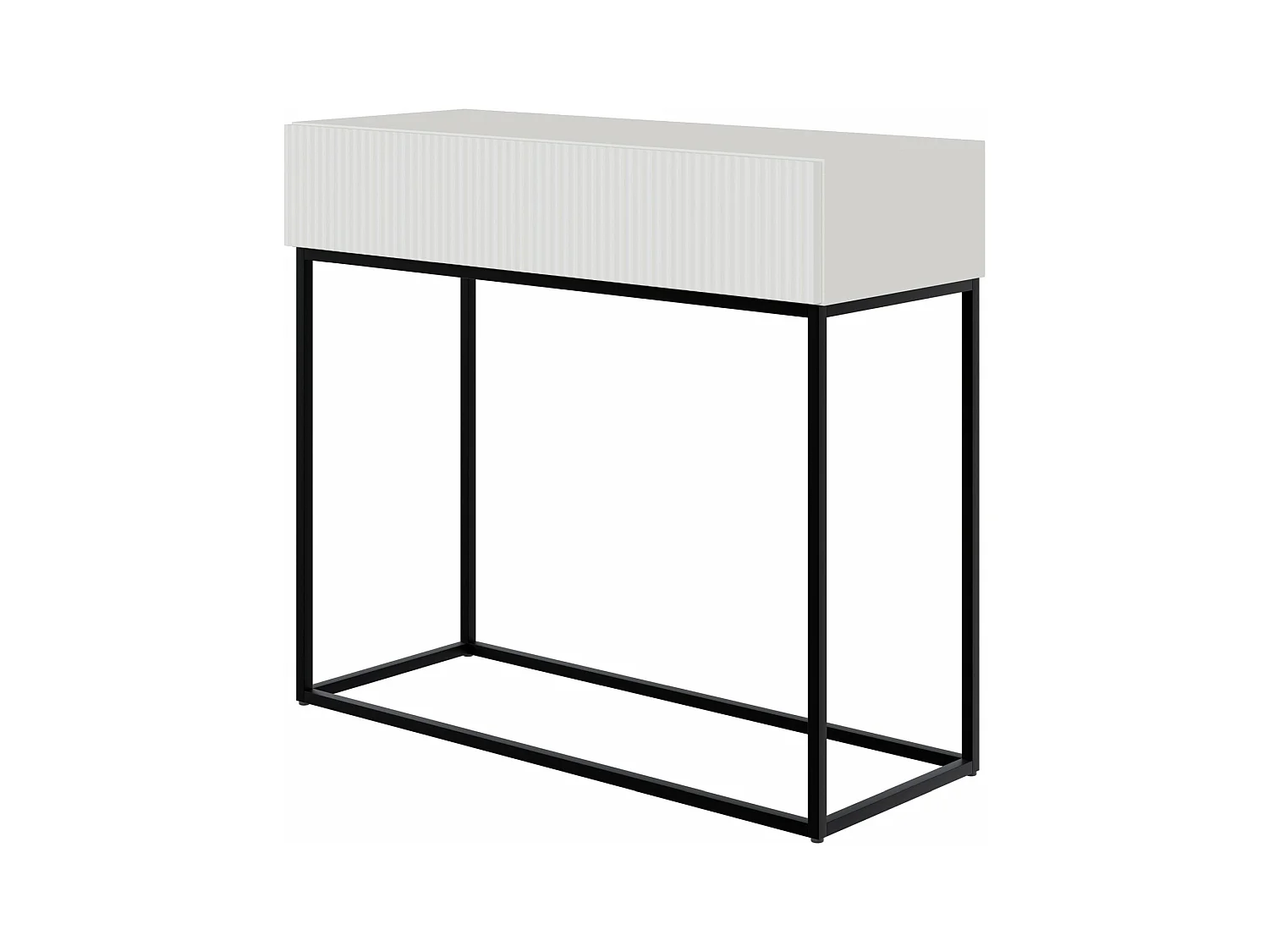 Table console avec tiroir - debout - 90 cm - blanc - avec pieds noirs - VELDIO