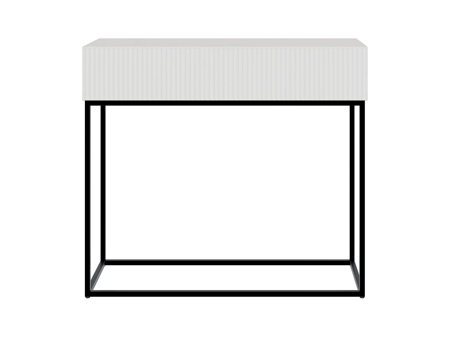 Table console avec tiroir - debout - 90 cm - blanc - avec pieds noirs - VELDIO