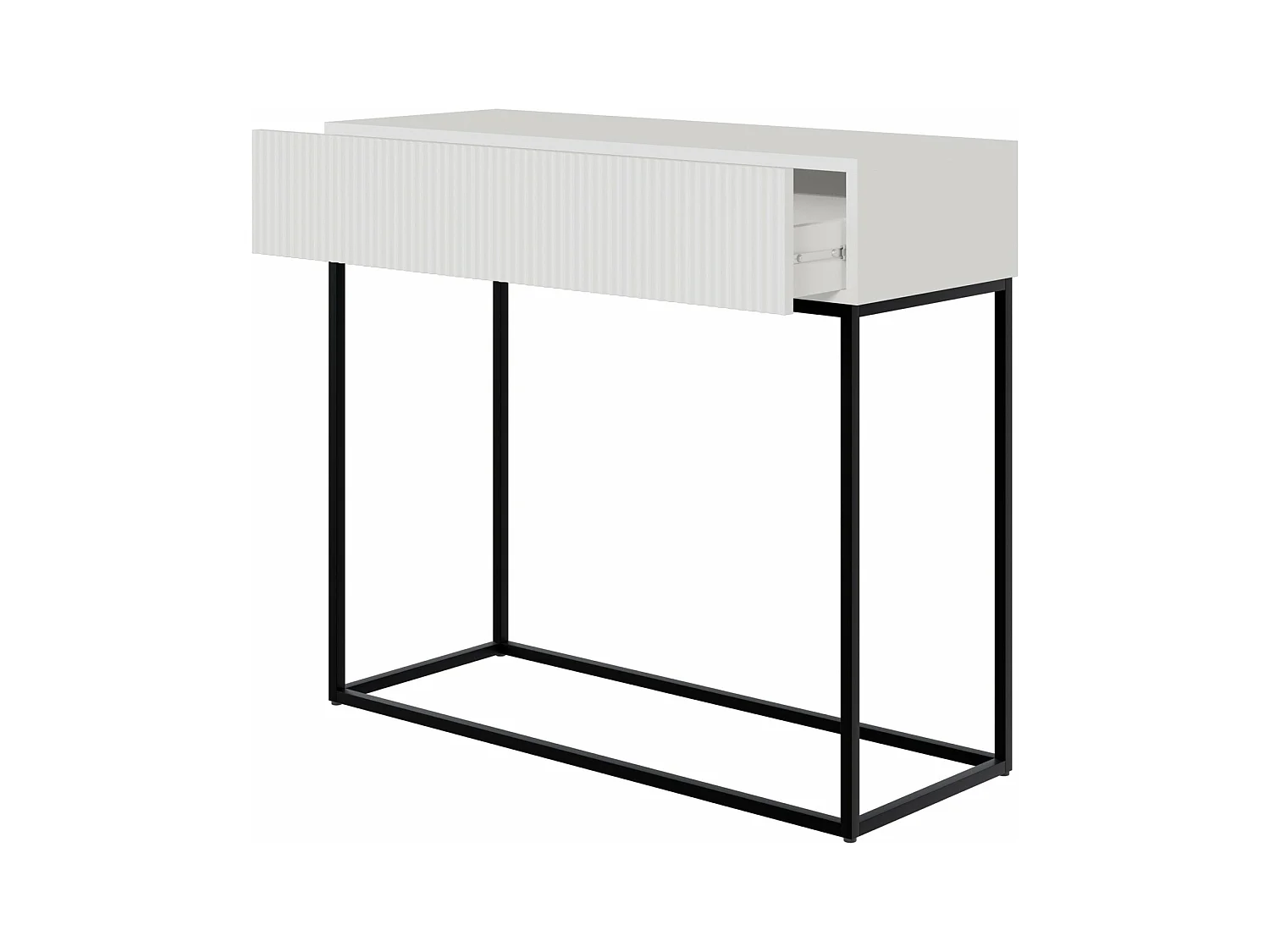 Table console avec tiroir - debout - 90 cm - blanc - avec pieds noirs - VELDIO
