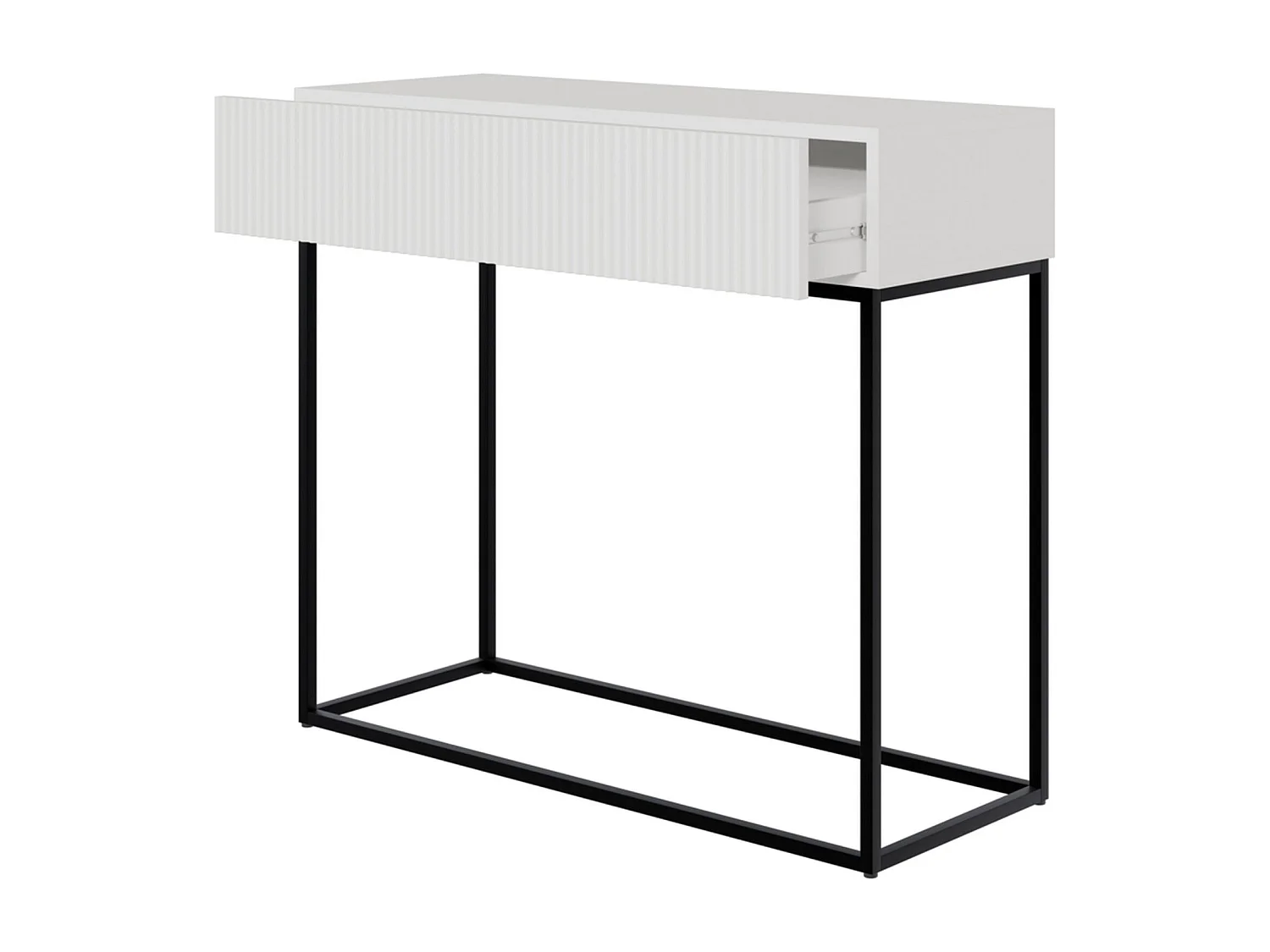 Table console avec tiroir - debout - 90 cm - blanc - avec pieds noirs - VELDIO