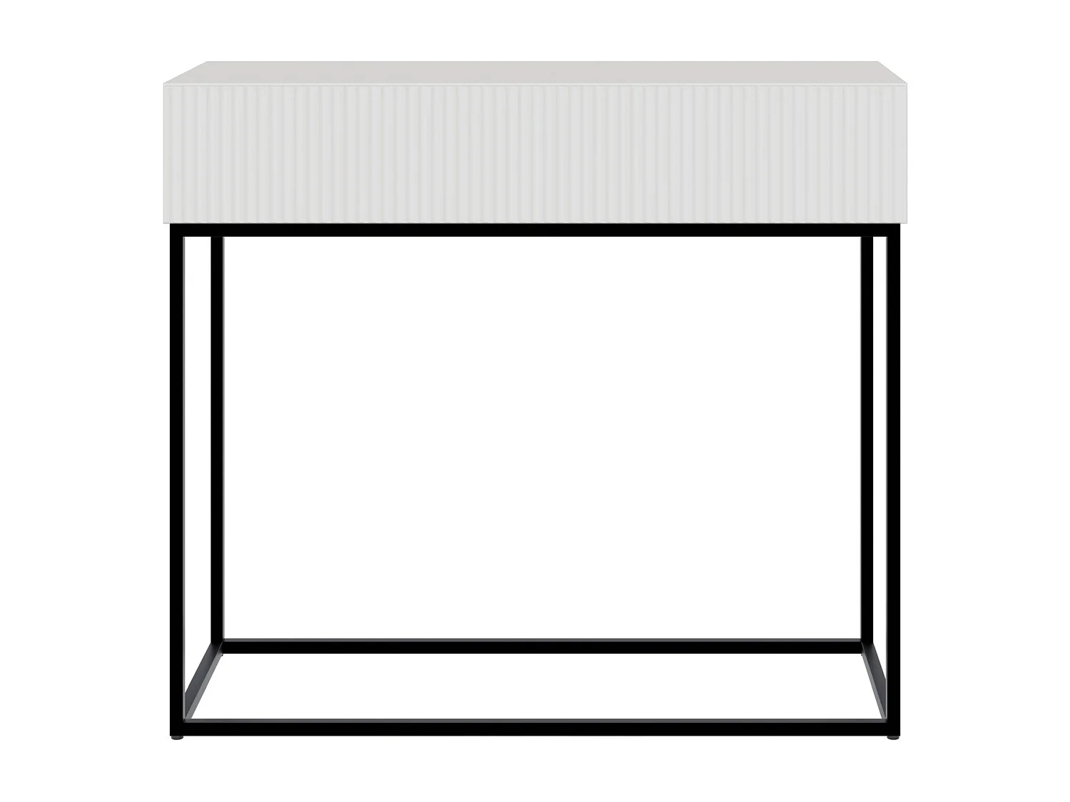 Table console avec tiroir - debout - 90 cm - blanc - avec pieds noirs - VELDIO