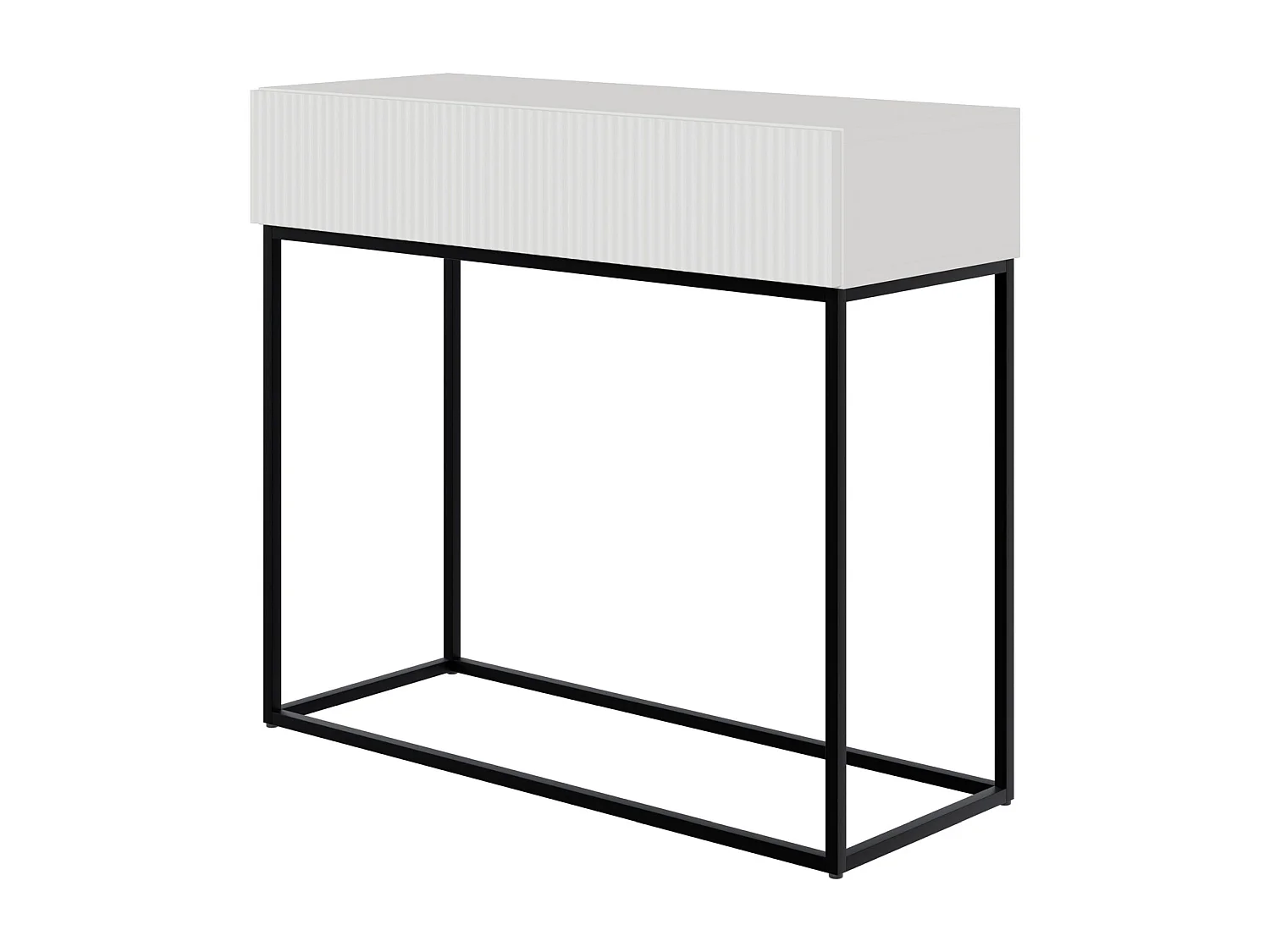 Table console avec tiroir - debout - 90 cm - blanc - avec pieds noirs - VELDIO