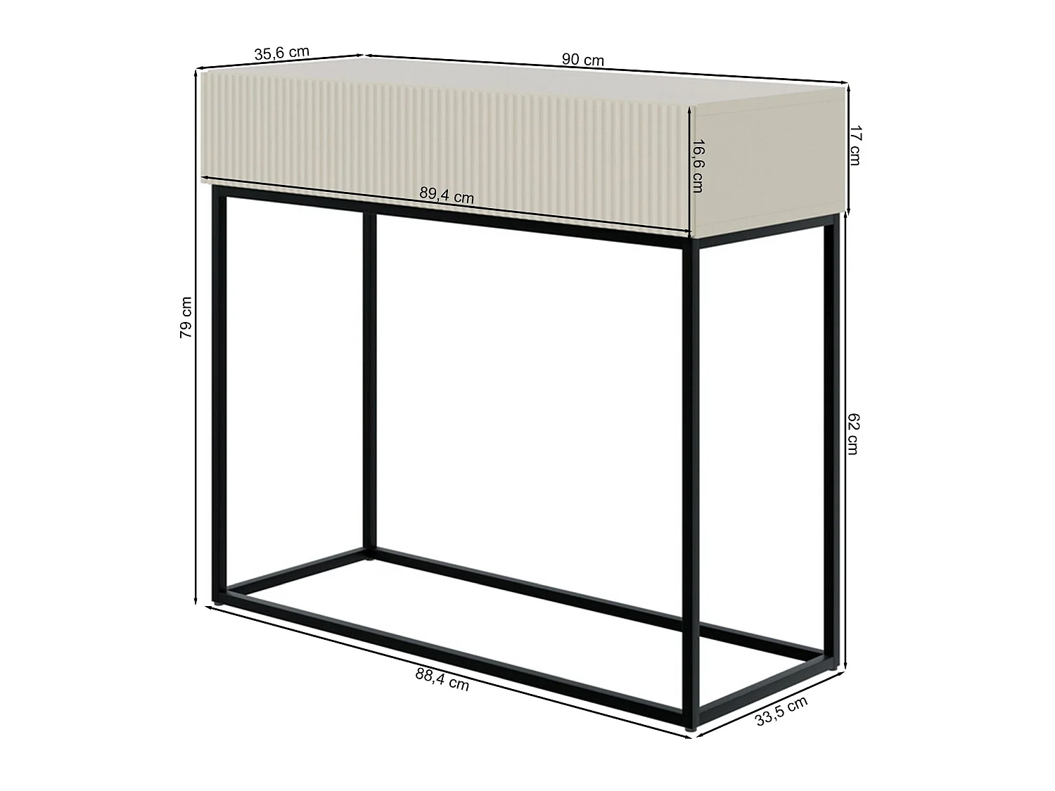 Konsolentisch mit Schublade - Weiß - 90 cm - VELDIO