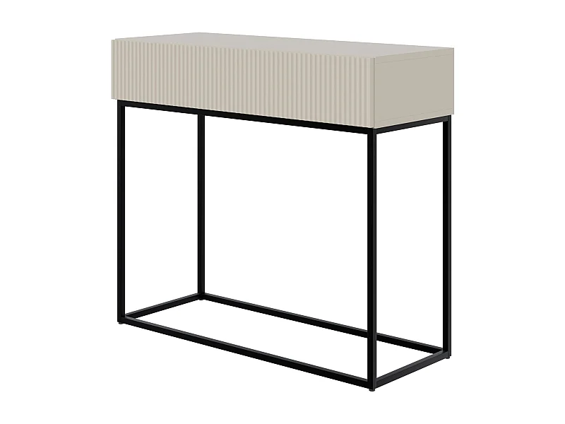 Table console avec tiroir - debout - 90 cm - grėge - avec pieds noirs - VELDIO