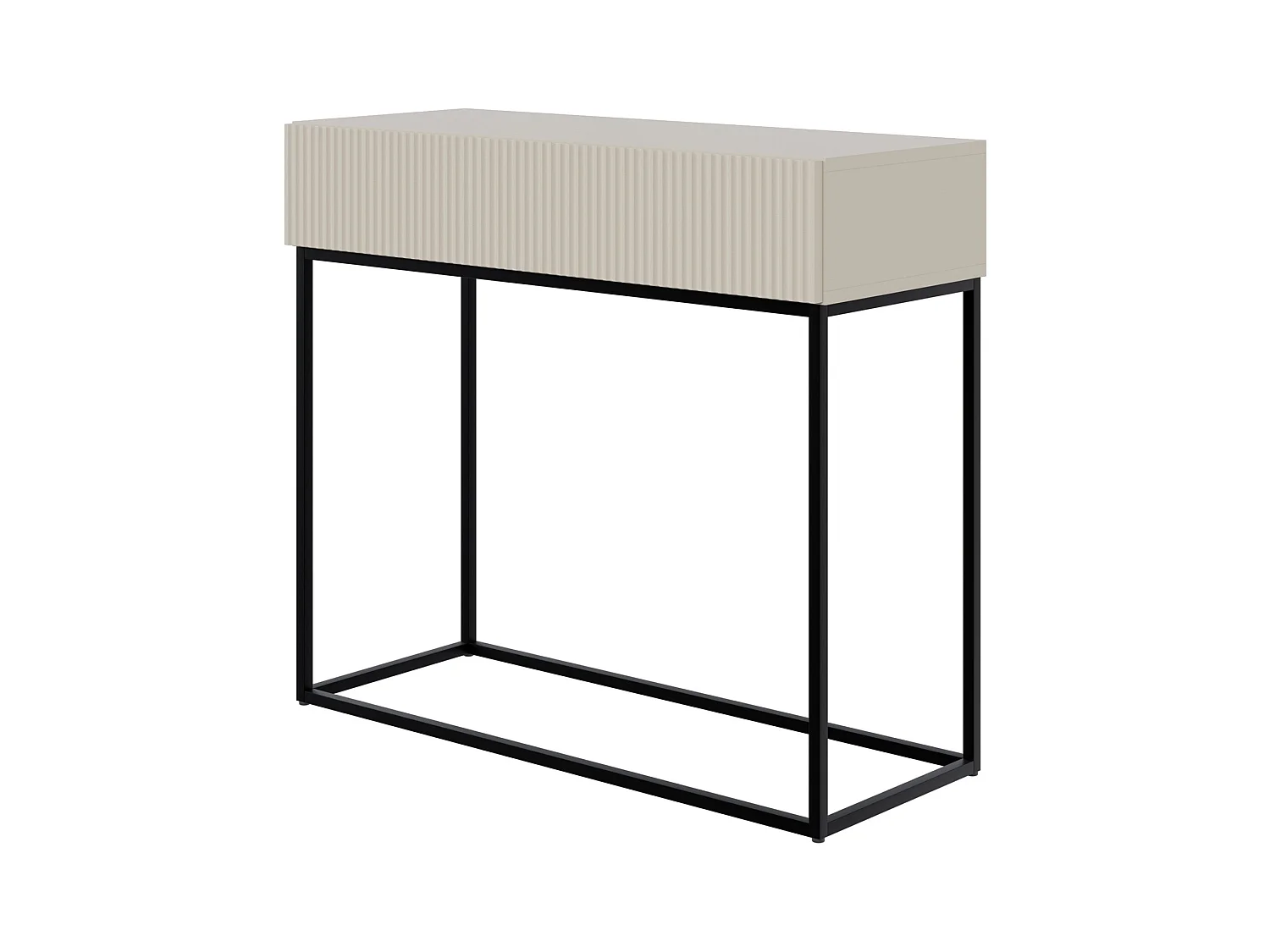 Table console avec tiroir - debout - 90 cm - grėge - avec pieds noirs - VELDIO