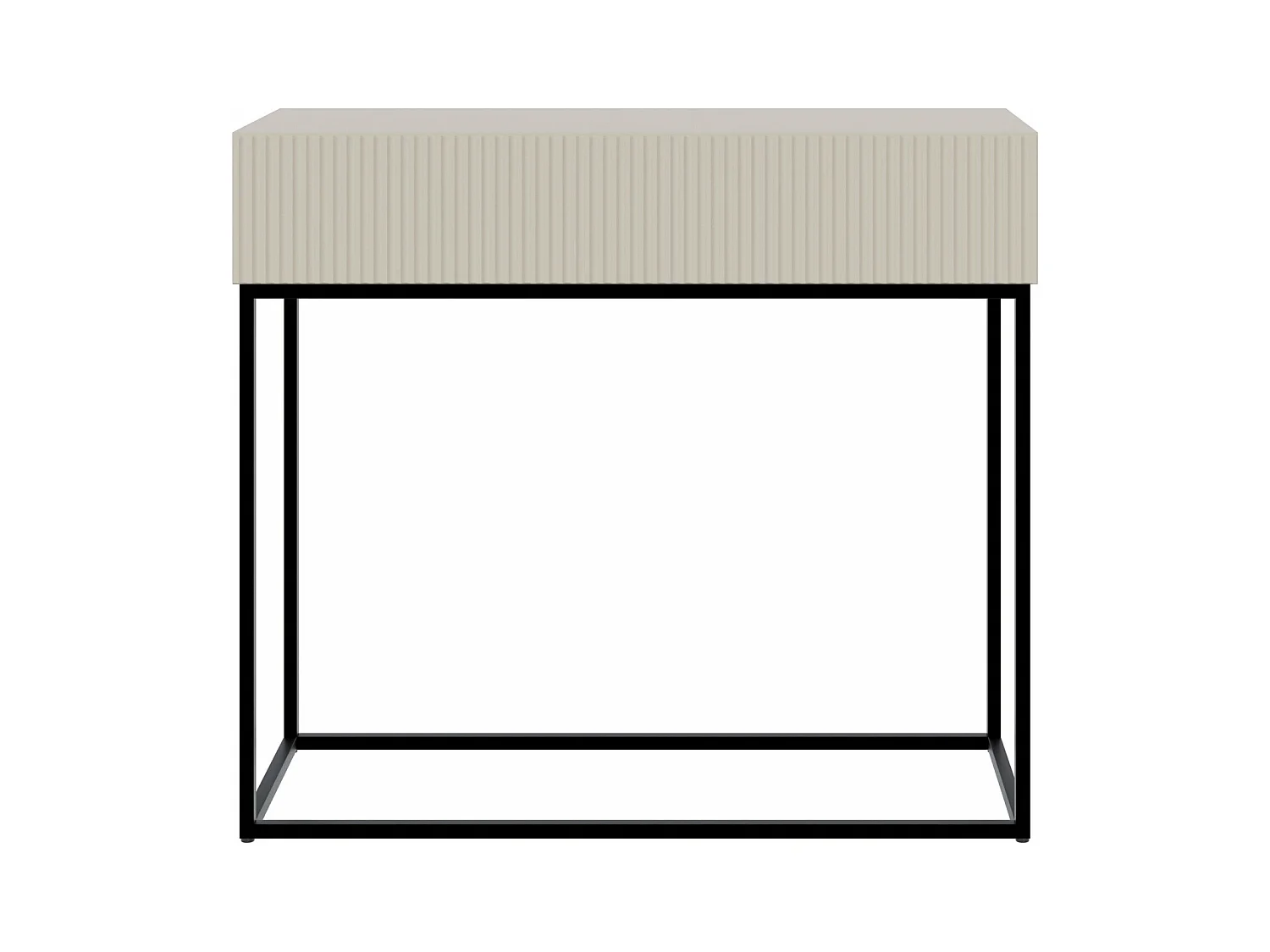 Table console avec tiroir - debout - 90 cm - grėge - avec pieds noirs - VELDIO