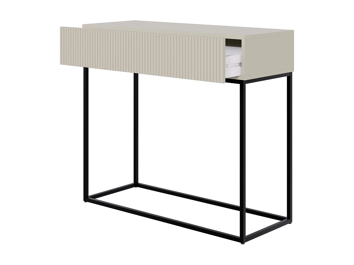 Table console avec tiroir - debout - 90 cm - grėge - avec pieds noirs - VELDIO