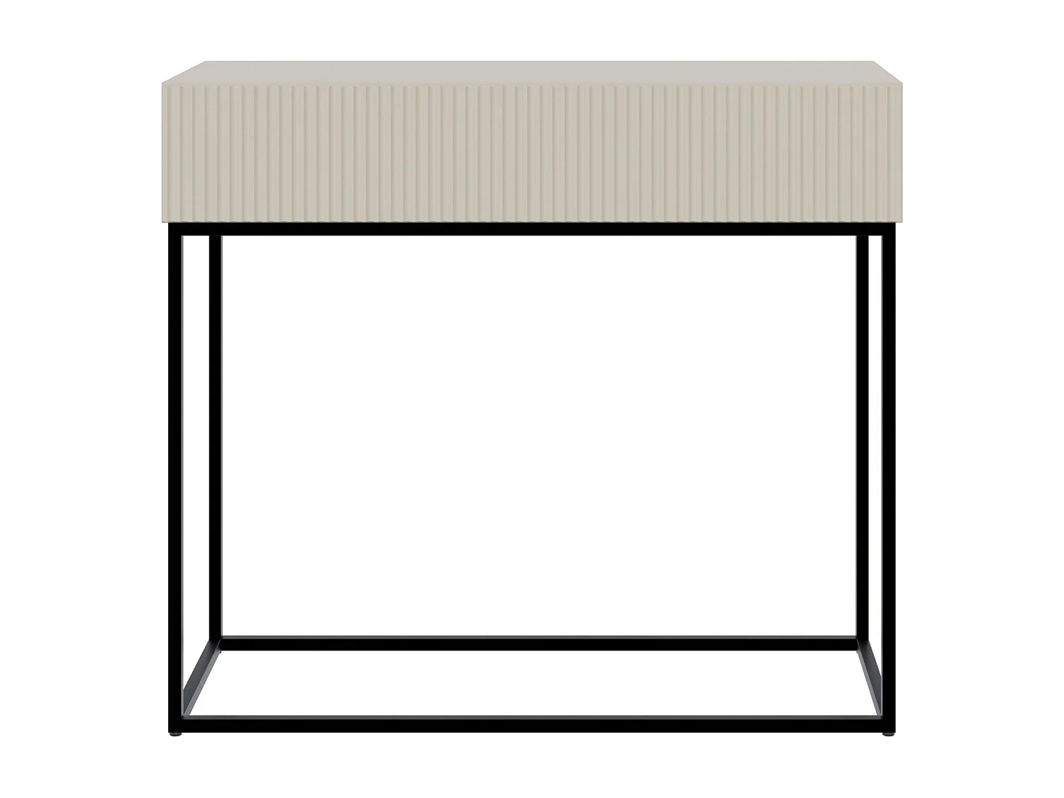 Table console avec tiroir - debout - 90 cm - grėge - avec pieds noirs - VELDIO