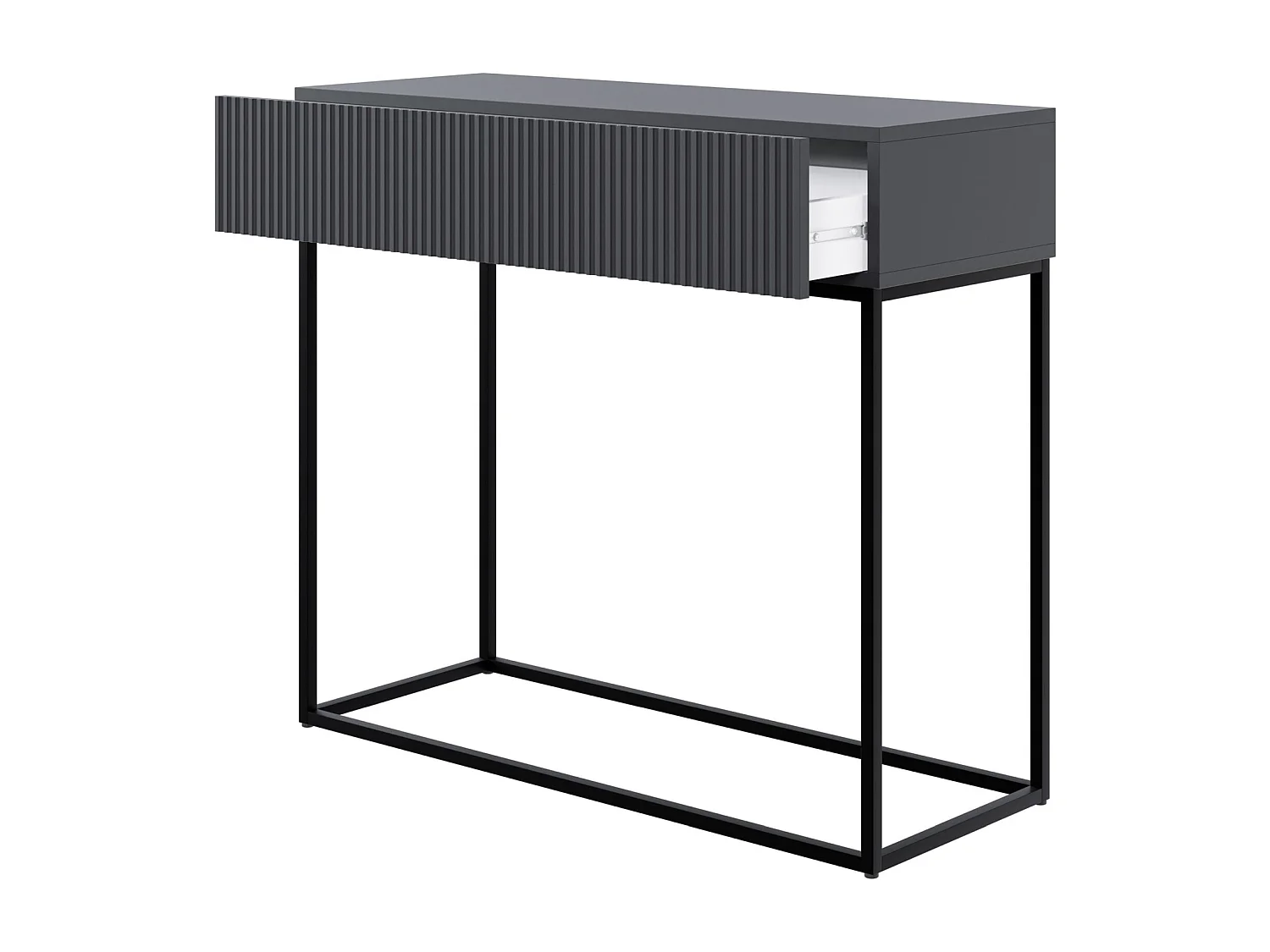 Table console avec tiroir - debout - 90 cm - noir - avec pieds noirs - VELDIO