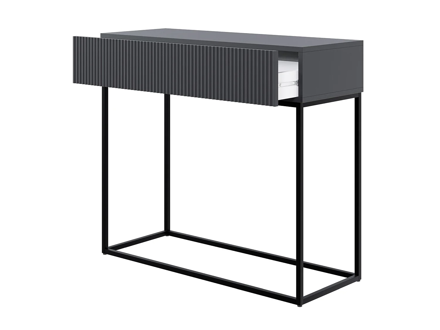 Table console avec tiroir - debout - 90 cm - noir - avec pieds noirs - VELDIO