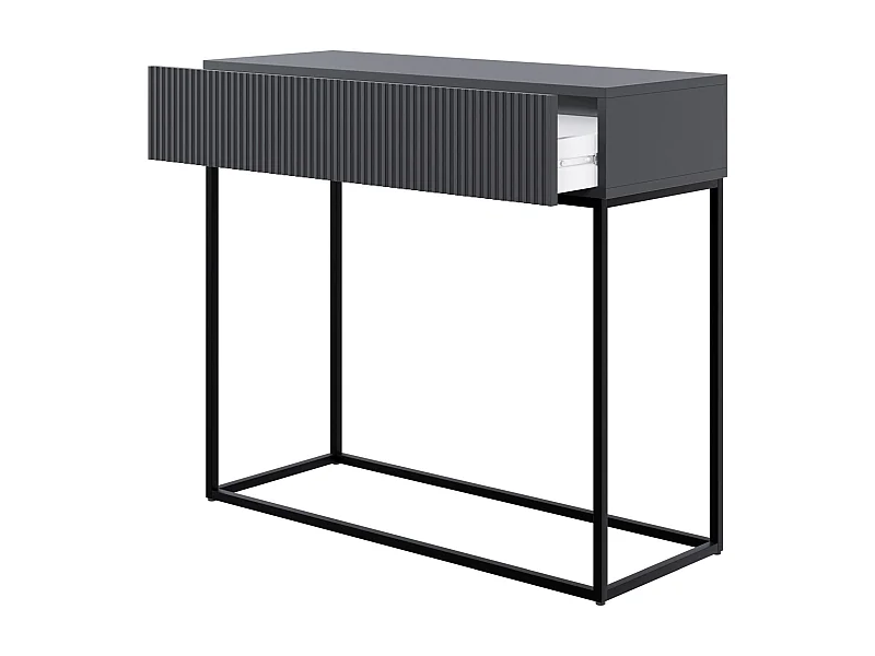 Table console avec tiroir - debout - 90 cm - noir - avec pieds noirs - VELDIO