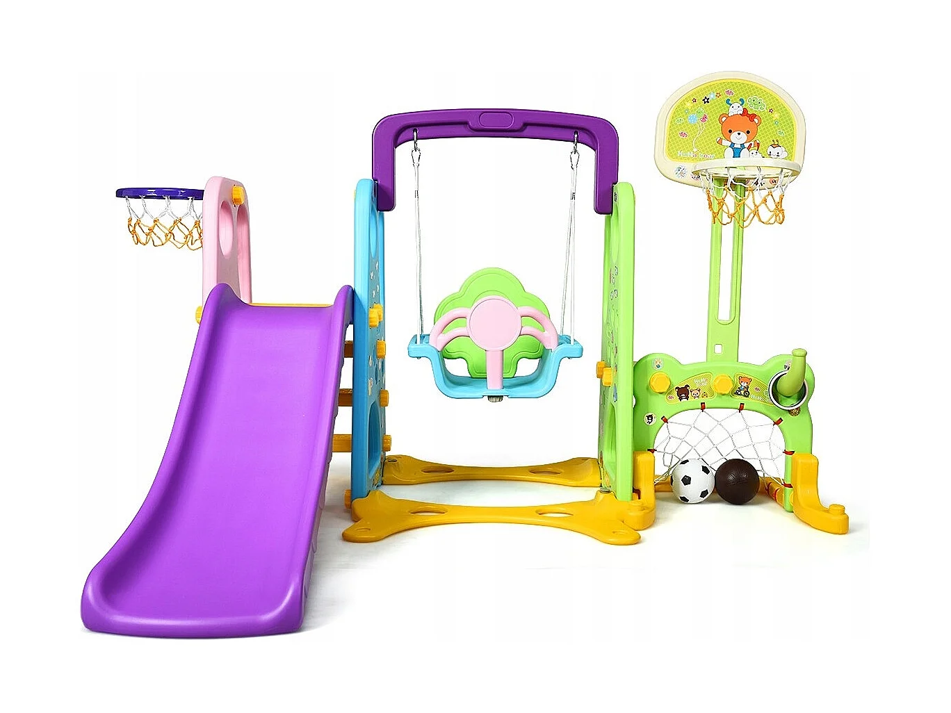 6 IN 1 Kinderrutsche Spielplatz Kletterturm Basketballkorb Kinderspielzeug