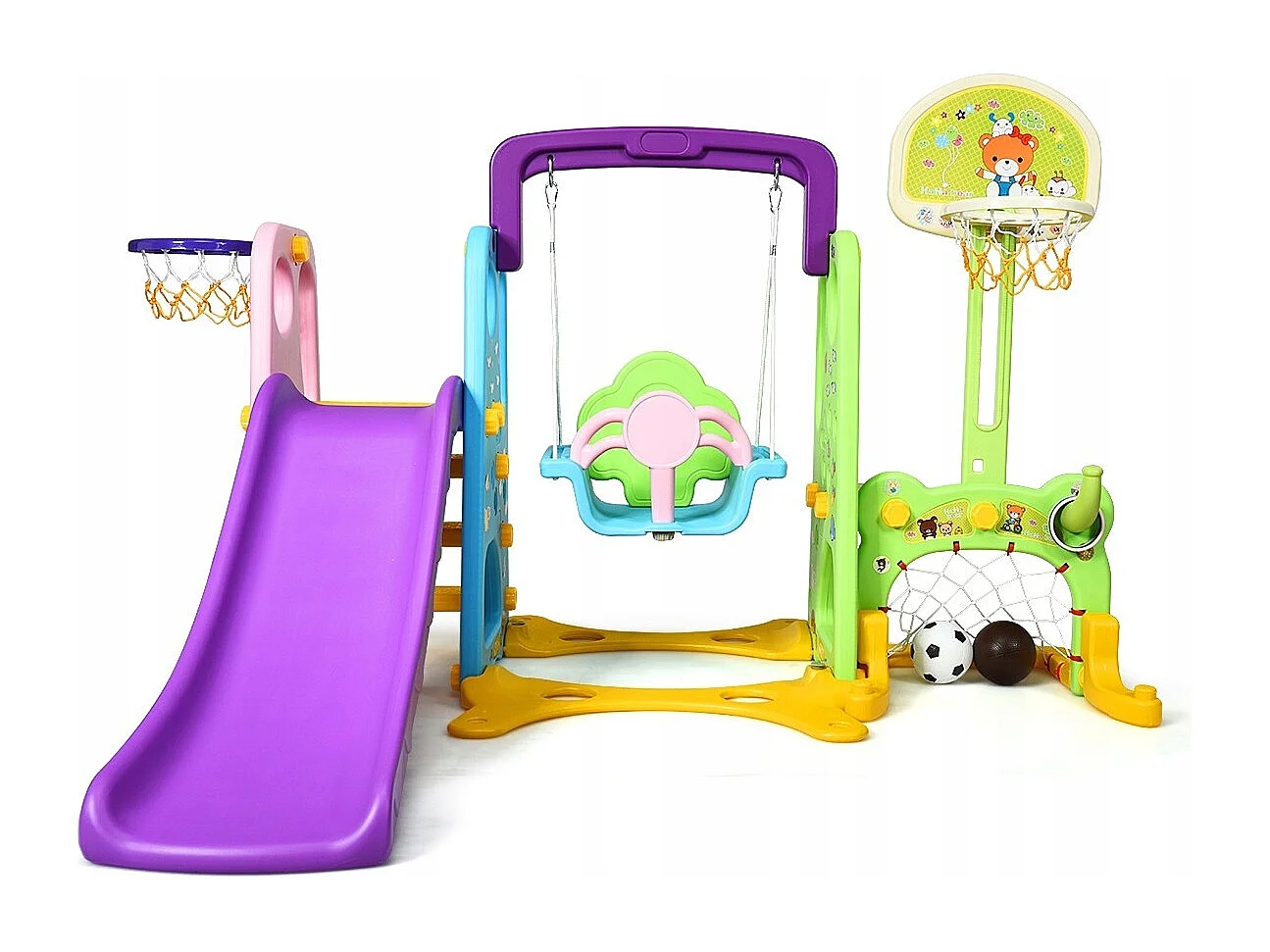 6 IN 1 Kinderrutsche Spielplatz Kletterturm Basketballkorb Kinderspielzeug