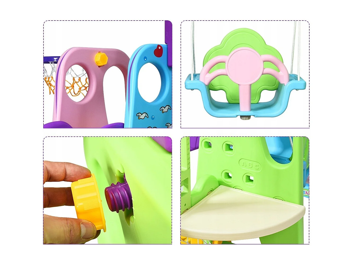 6 IN 1 Kinderrutsche Spielplatz Kletterturm Basketballkorb Kinderspielzeug