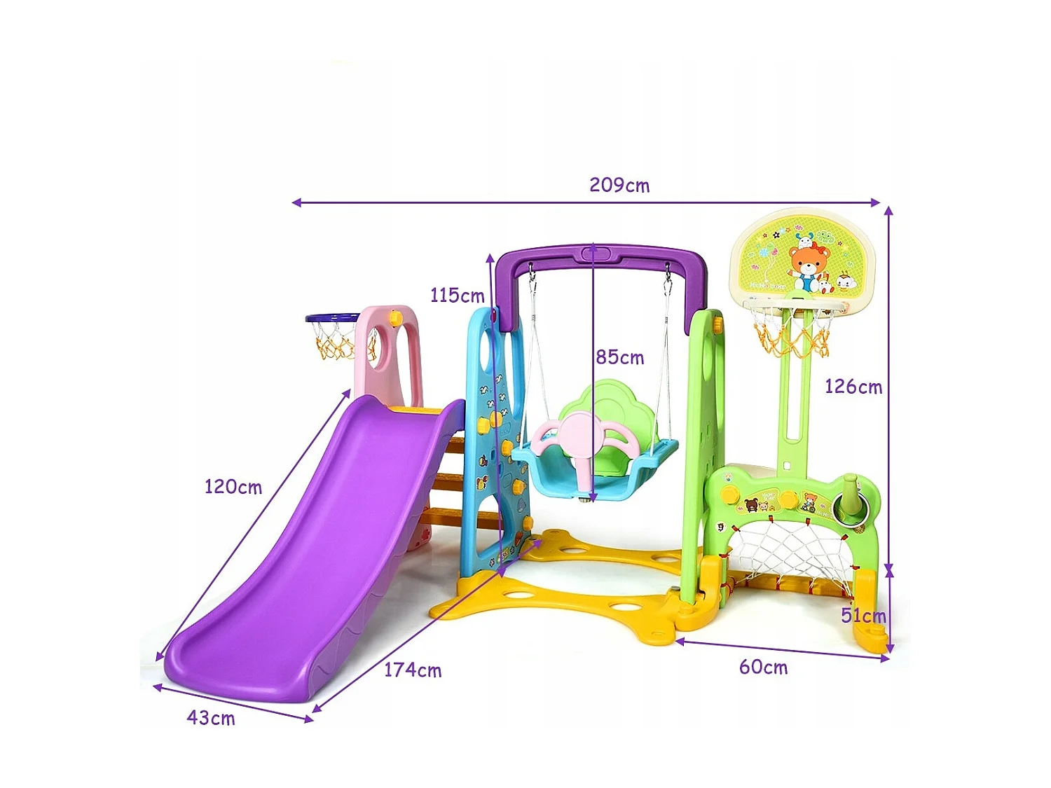 6 IN 1 Kinderrutsche Spielplatz Kletterturm Basketballkorb Kinderspielzeug