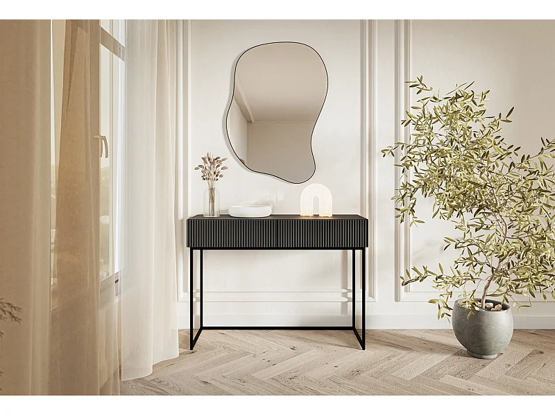 Coiffeuse avec tiroirs - noir - 110 cm - avec pieds noirs - VELDIO