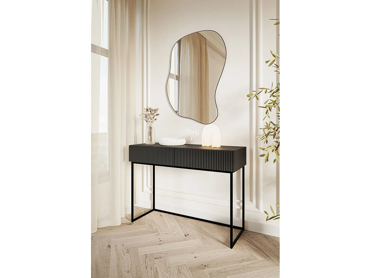 Schminktisch mit 2 Schubladen - schwarz - 110 cm - VELDIO