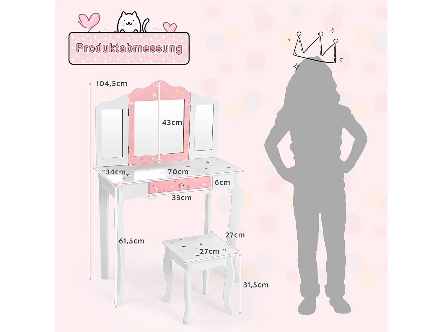 Kinder Schminktisch mit Hocker