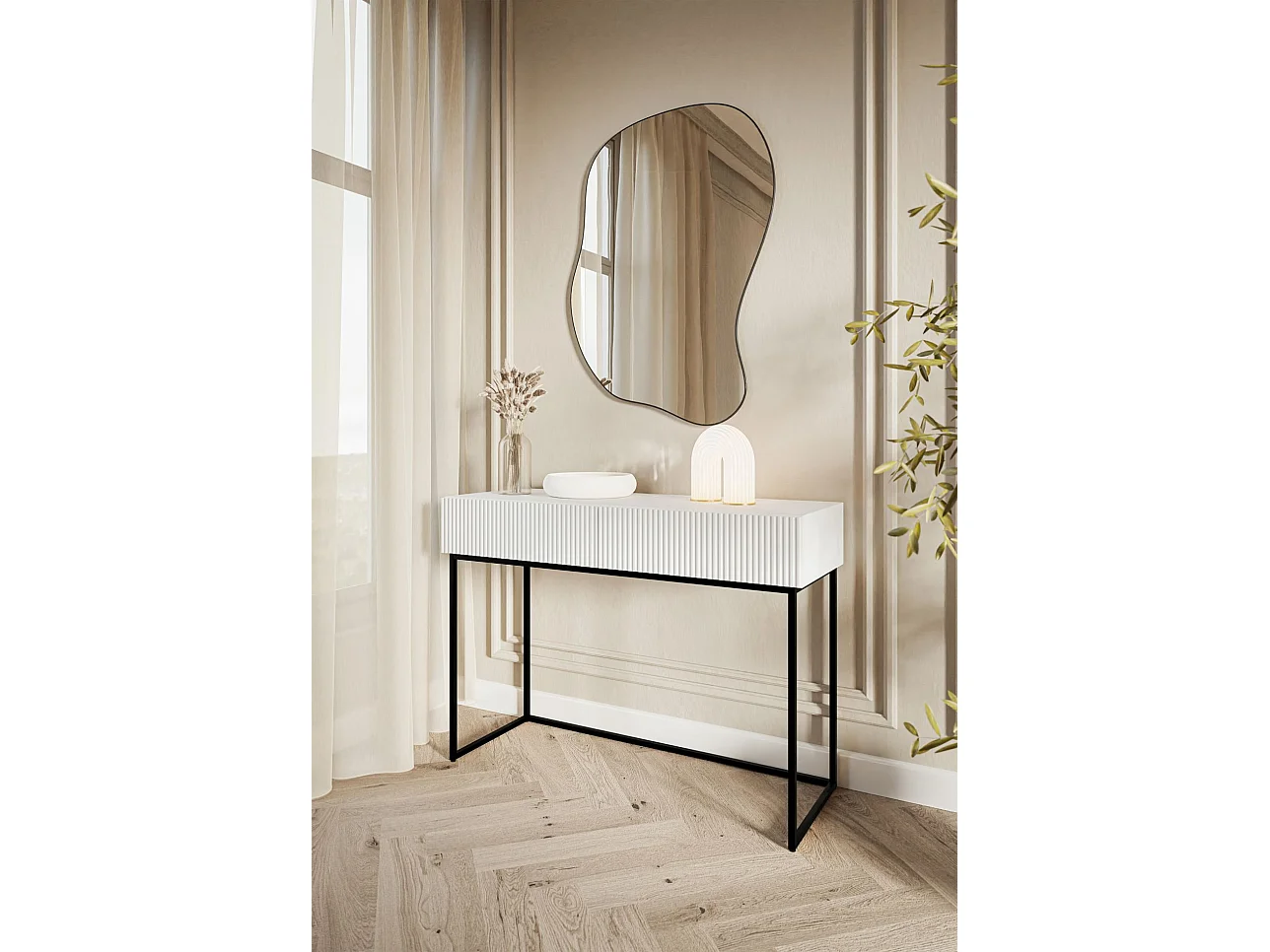 Schminktisch mit 2 Schubladen - weiß - 110 cm - VELDIO