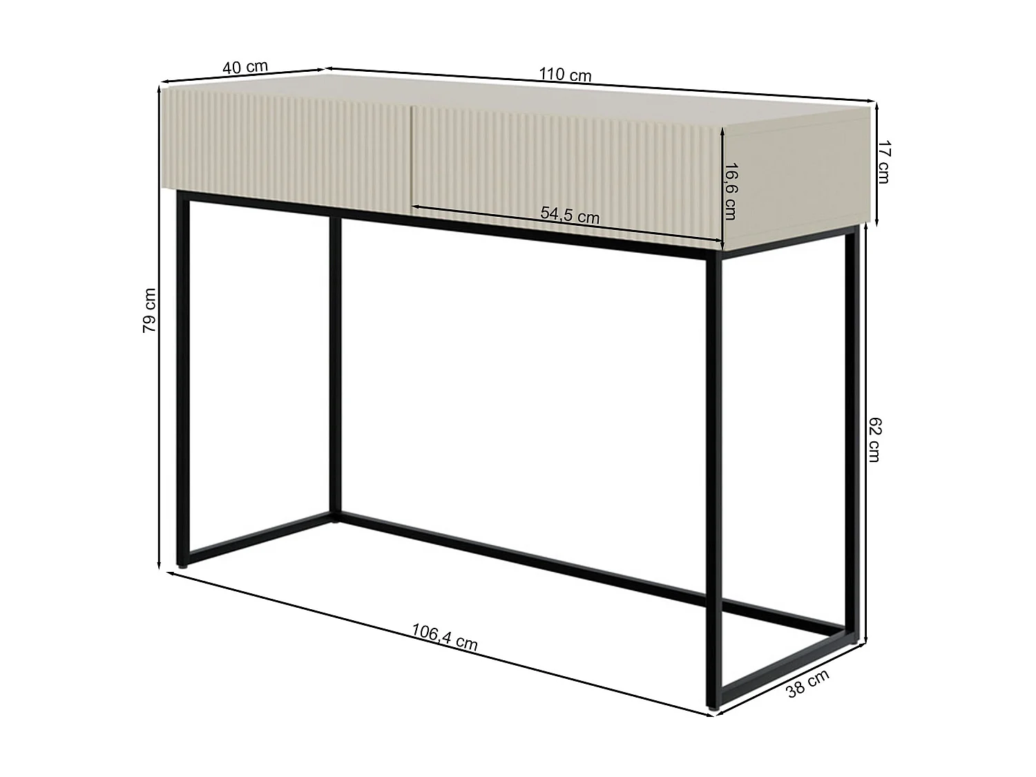 Schminktisch mit 2 Schubladen - weiß - 110 cm - VELDIO