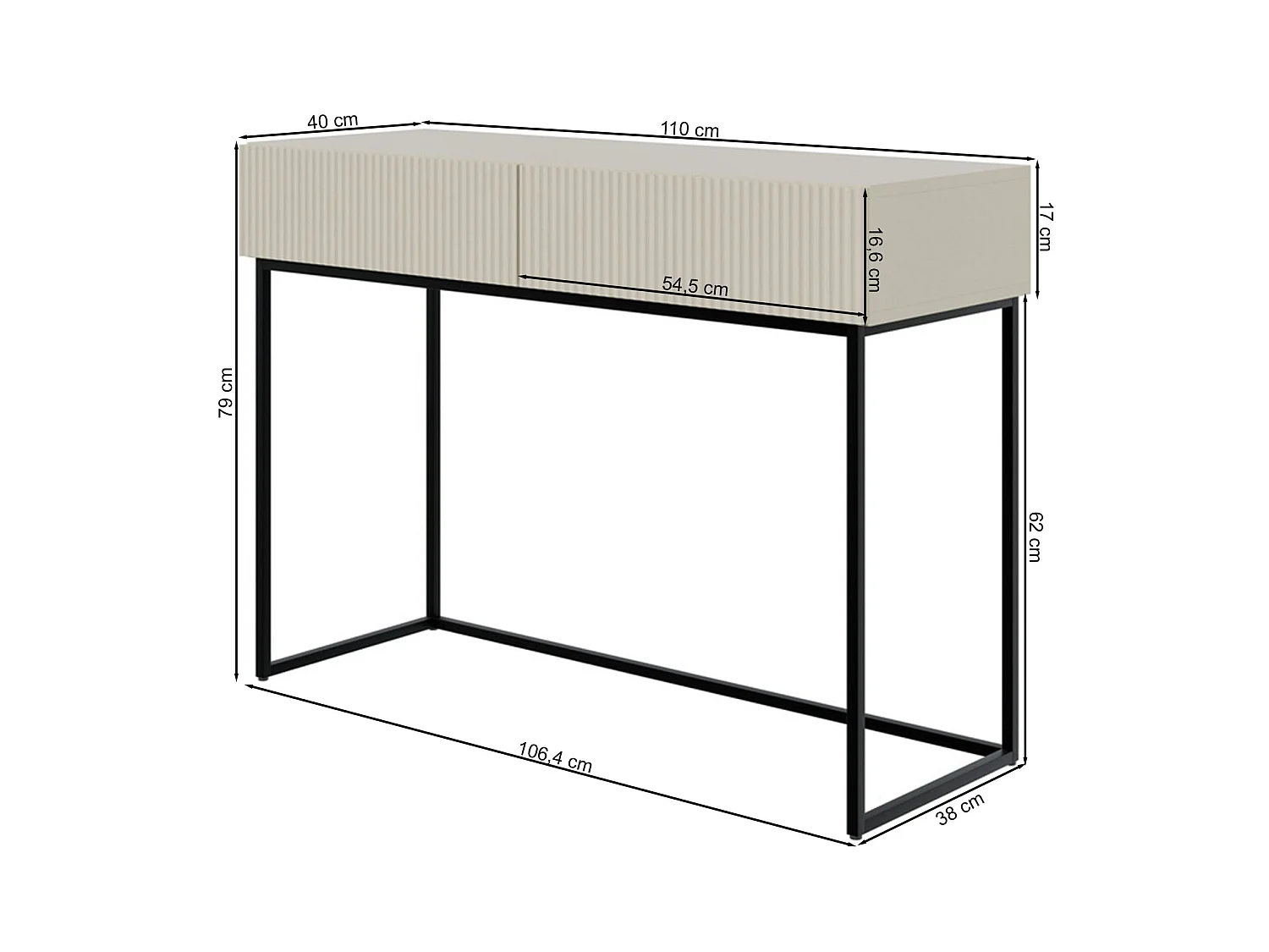 Schminktisch mit 2 Schubladen - weiß - 110 cm - VELDIO