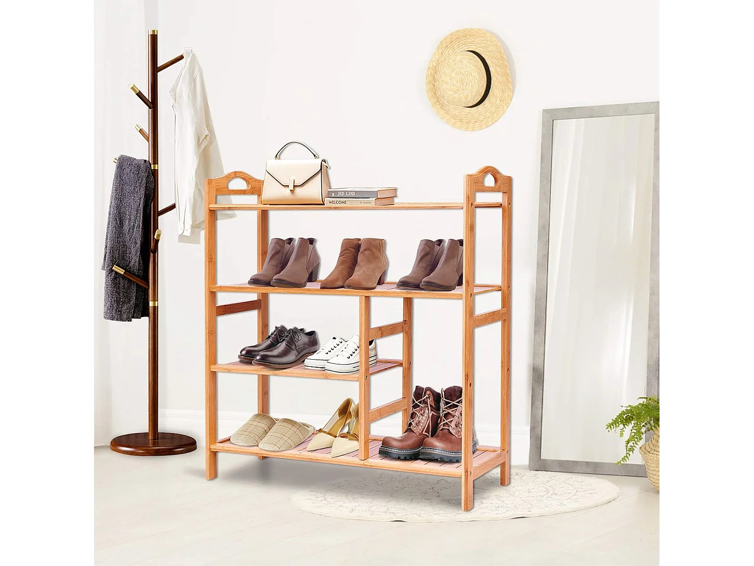 Schuhablage mit 4 Ebenen und Griff