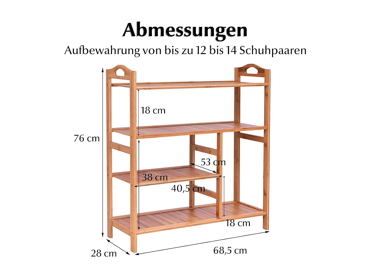 Schuhablage mit 4 Ebenen und Griff