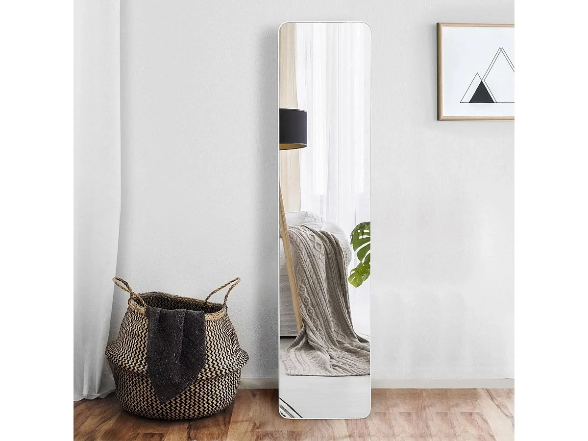 2 in 1 Ganzkörperspiegel Standspiegel und Wandspiegel 160 x 37 cm Weiß