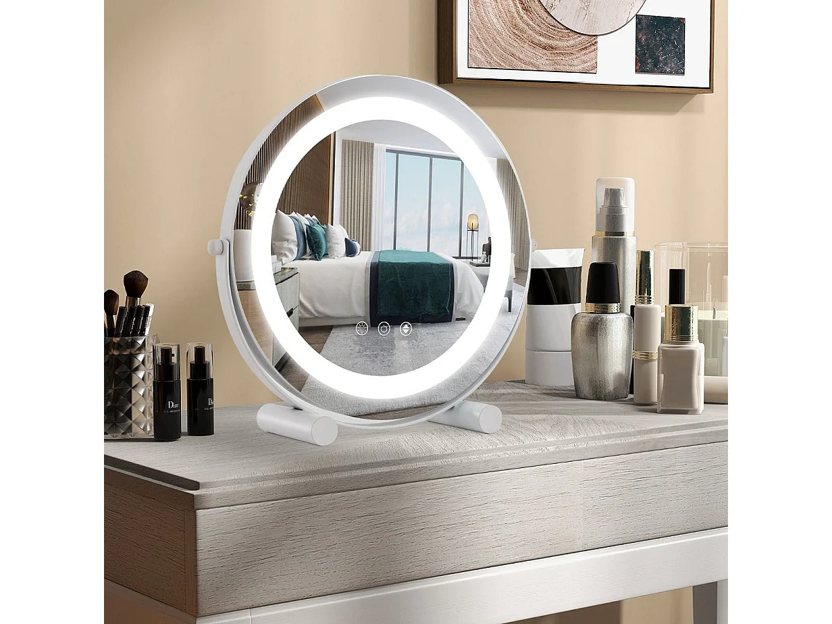 Rundes Kosmetikspiegel mit LED-Beleuchtung, Durchmesser 30 cm