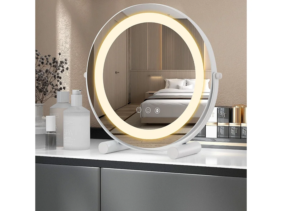 Rundes Kosmetikspiegel mit LED-Beleuchtung, Durchmesser 30 cm