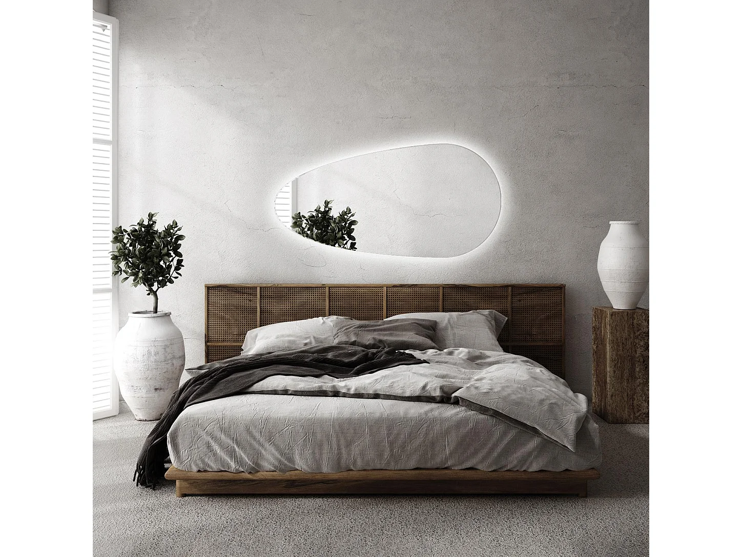 Miroir de salle de bain irrégulier - Larme - Tenture murale LED 35 cm x 70 cm - lumière neutre