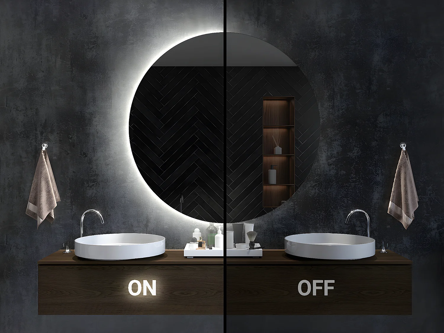 Unregelmäßiger Spiegel – Tropfenform – Premium-LED-Hängespiegel für Wohnzimmer 40 cm x 80 cm – neutrales Licht