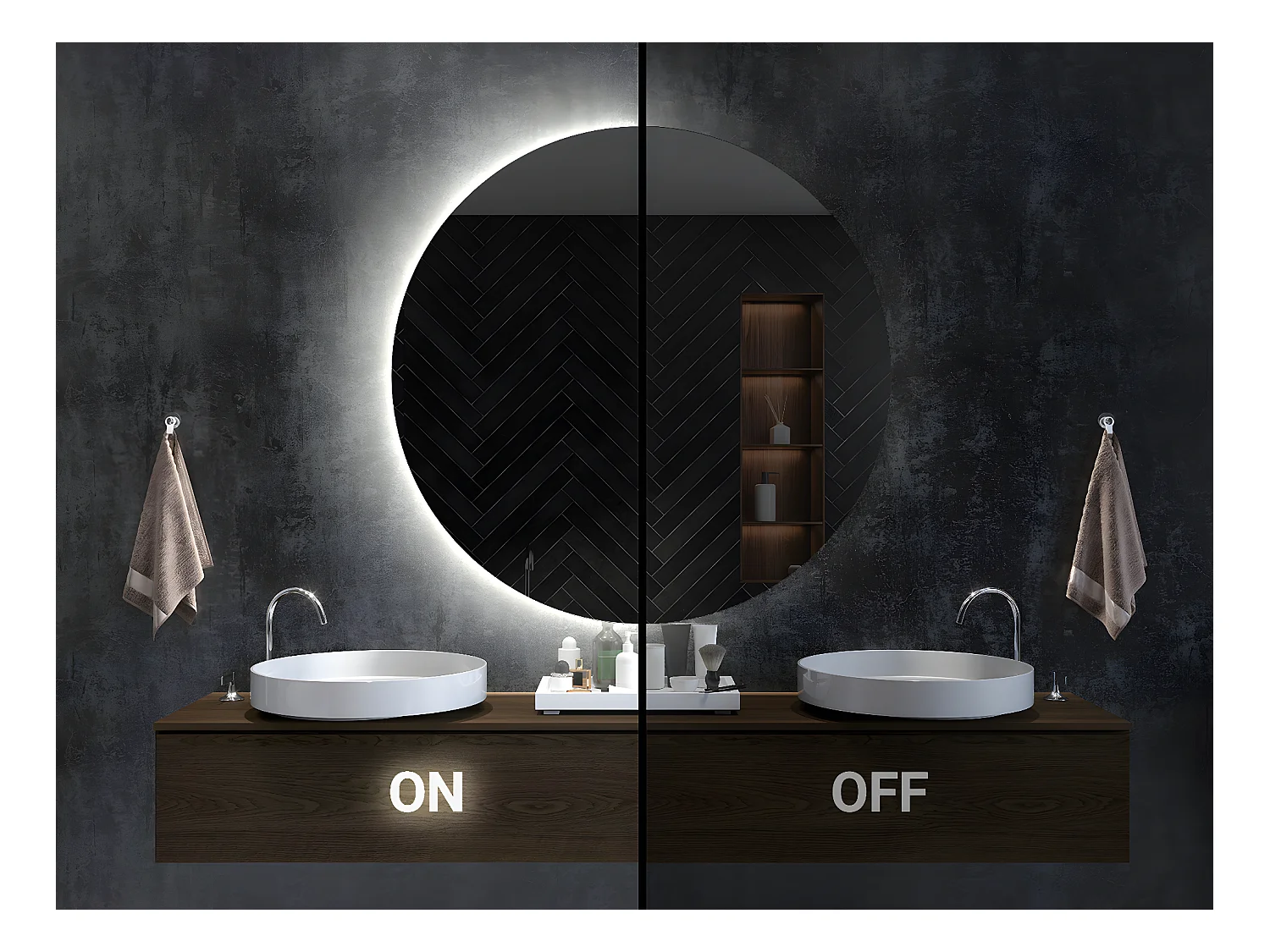 Miroir Irrégulier - Larme - LED pour Maquillage et Maquillage Salle de Bain 50 cm x 100 cm - lumière neutre