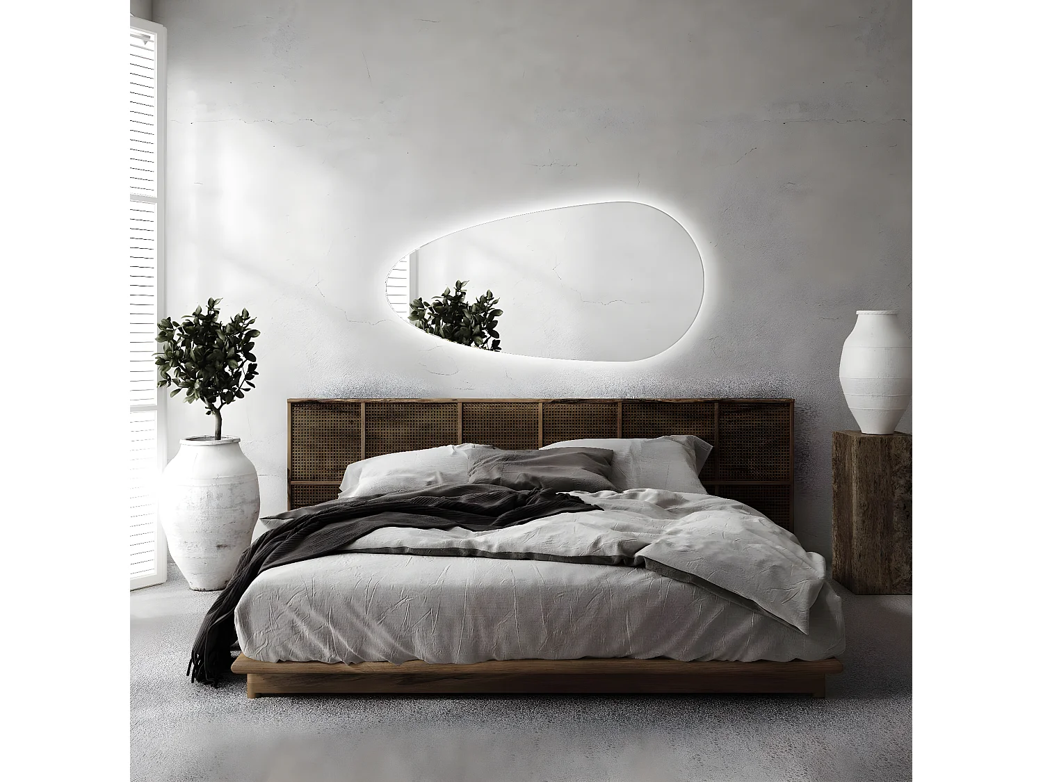 Miroir Irrégulier - Larme - LED pour Maquillage et Maquillage Salle de Bain 50 cm x 100 cm - lumière neutre