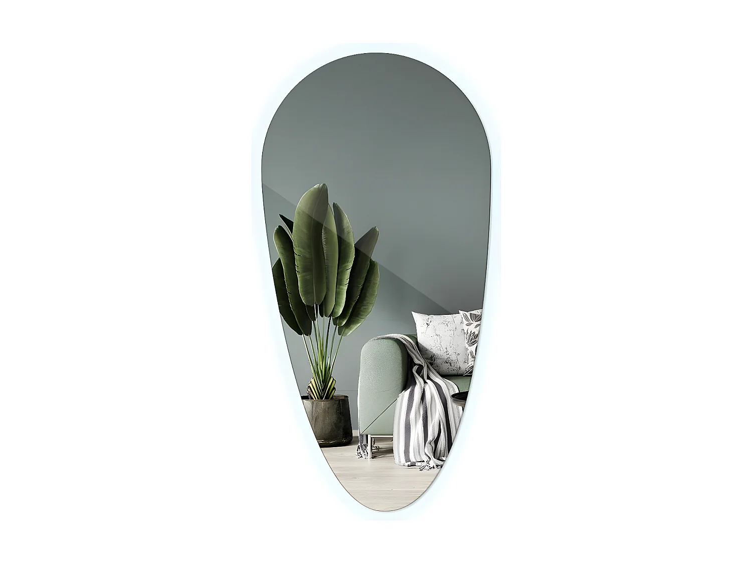 Miroir Irrégulier - Larme - LED pour Maquillage et Maquillage Salle de Bain 50 cm x 100 cm - lumière froide