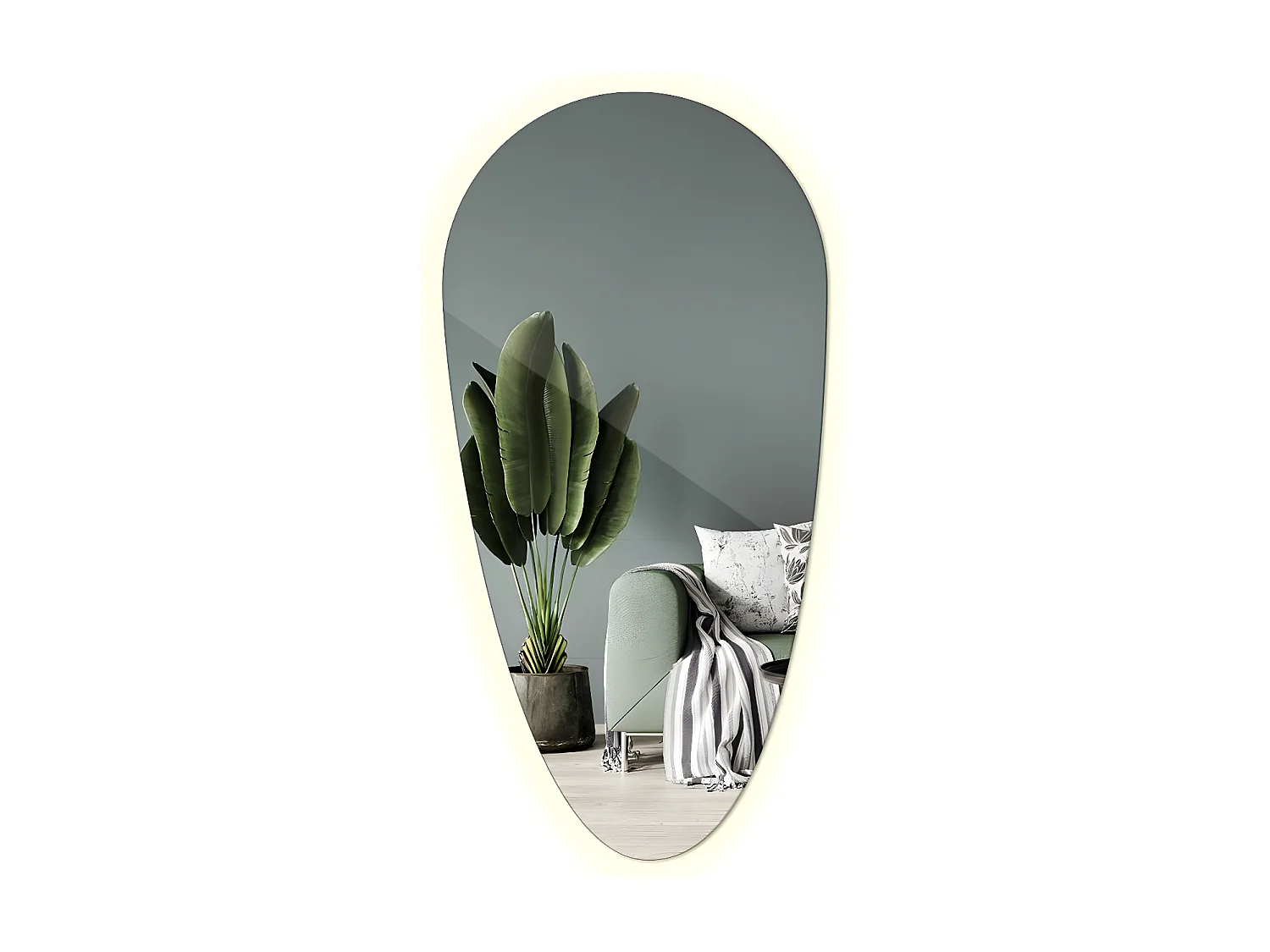 Specchio irregolare - Goccia - LED per Trucco e Trucco Bagno 50 cm x 100 cm - luce calda