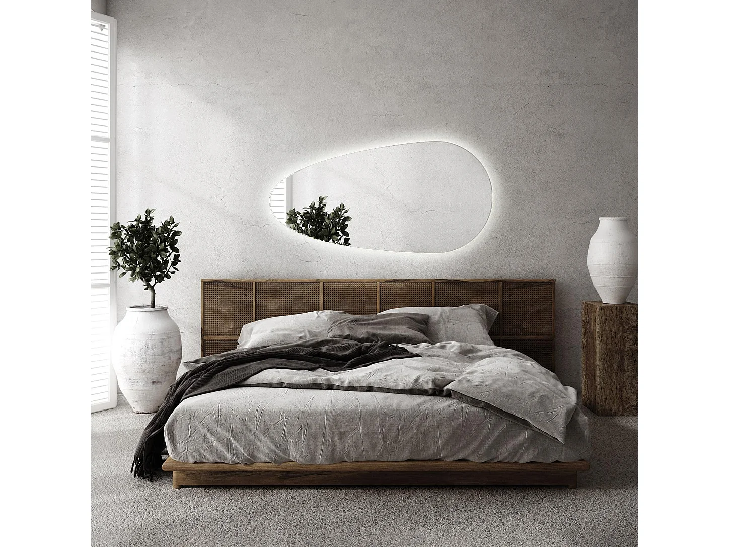 Miroir Irrégulier - Larme - LED pour Maquillage et Maquillage Salle de Bain 50 cm x 100 cm - lumière chaude