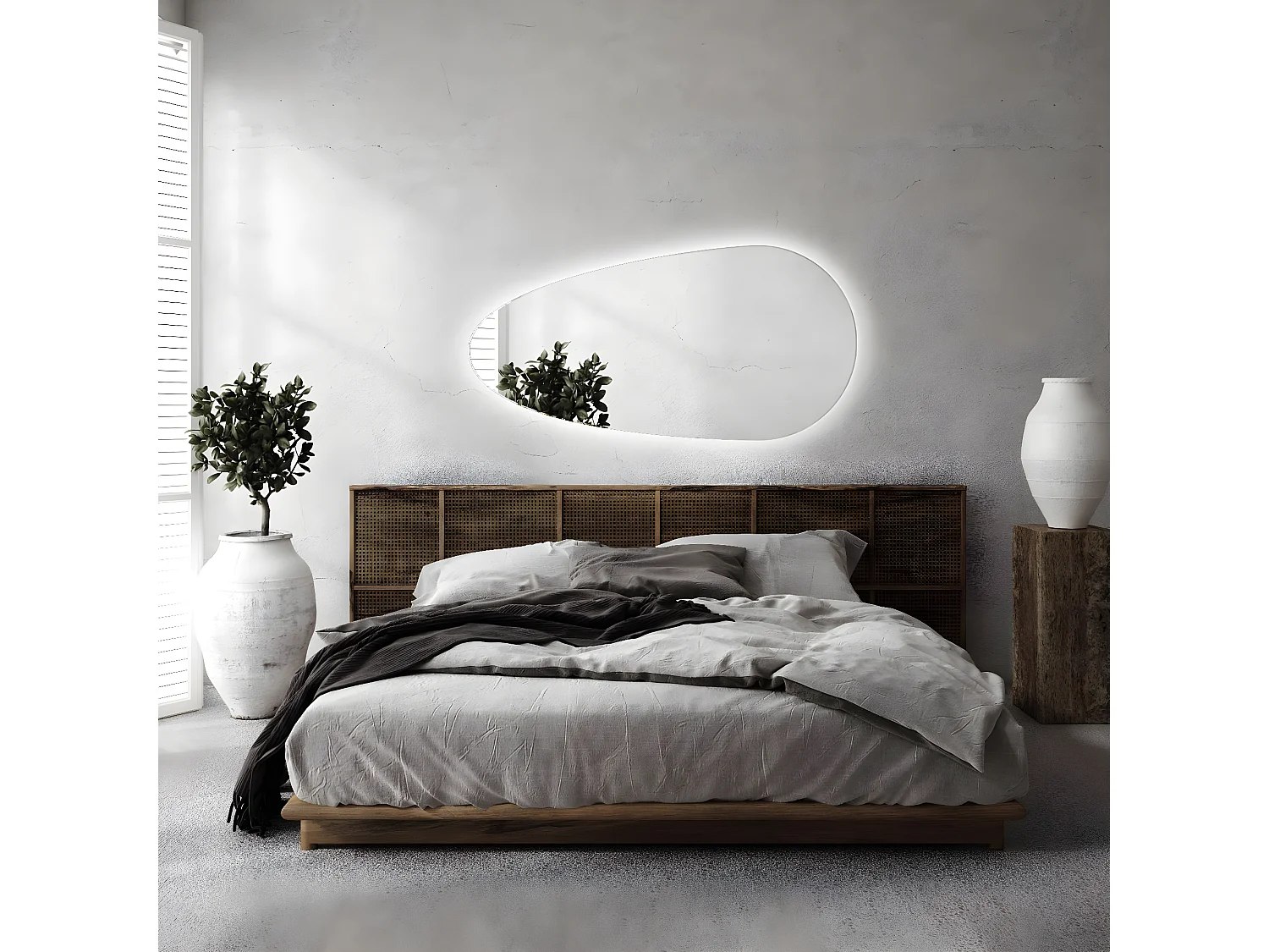 Miroir Irrégulier Minimaliste - Larme - LED pour la Salle de Bain 45 cm x 90 cm - lumière neutre