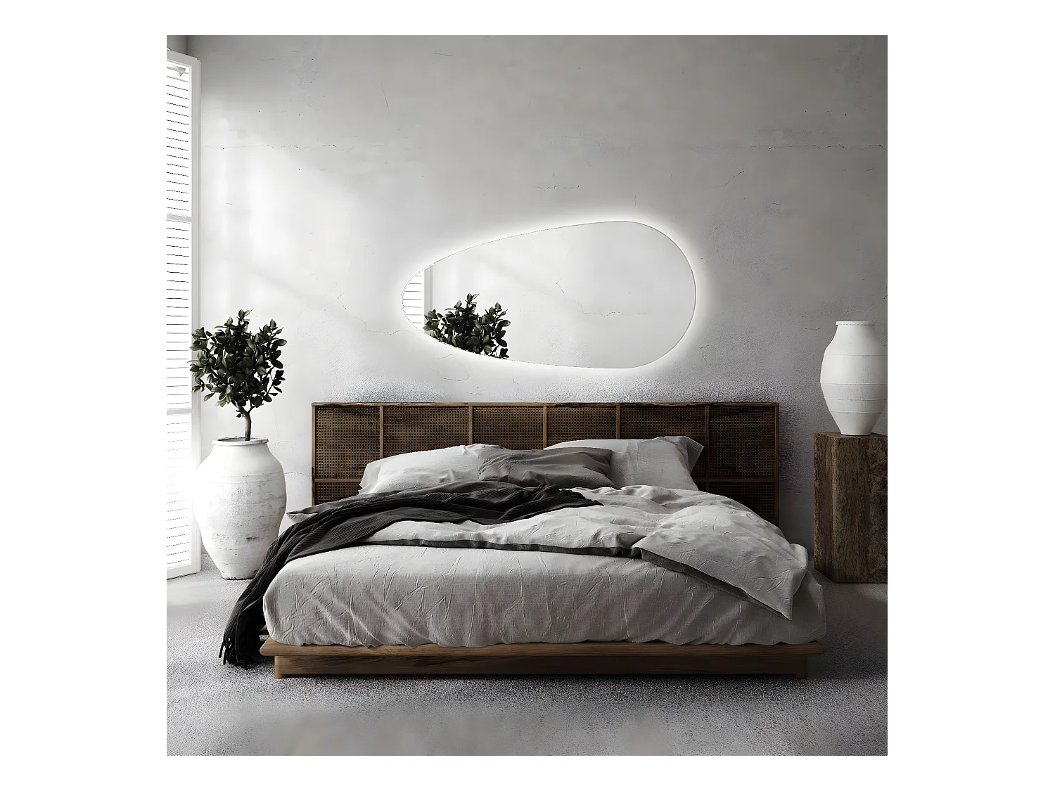 Miroir irrégulier - Larme - LED Premium Suspendu pour le Salon 40 cm x 80 cm - lumière chaude