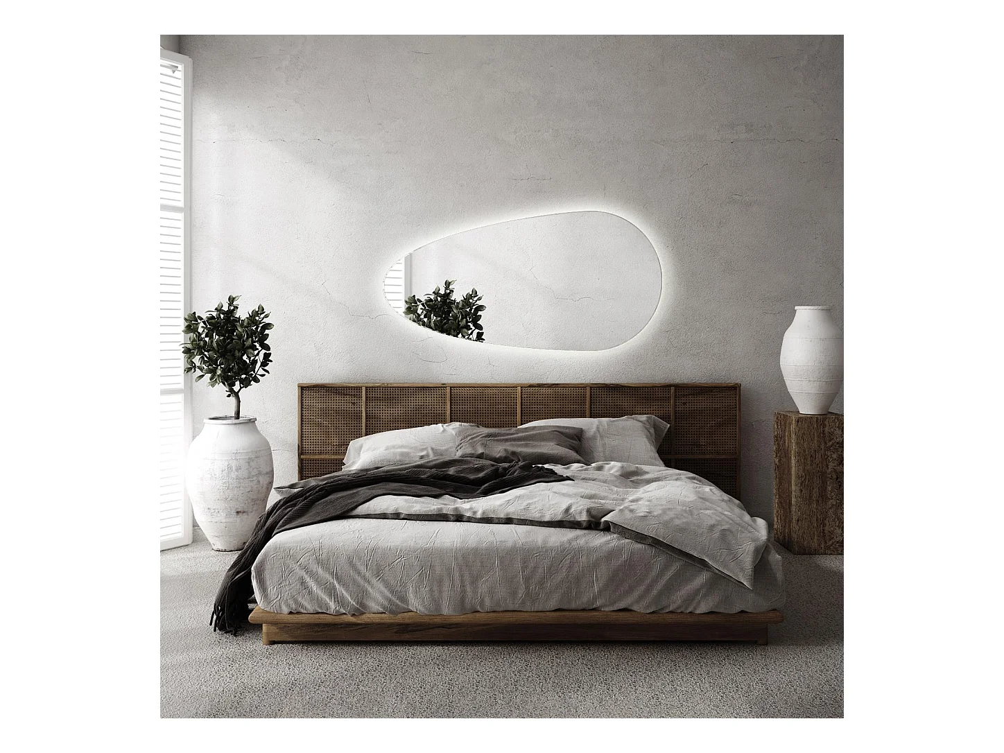 Miroir irrégulier - Larme - LED Premium Suspendu pour le Salon 40 cm x 80 cm - lumière chaude