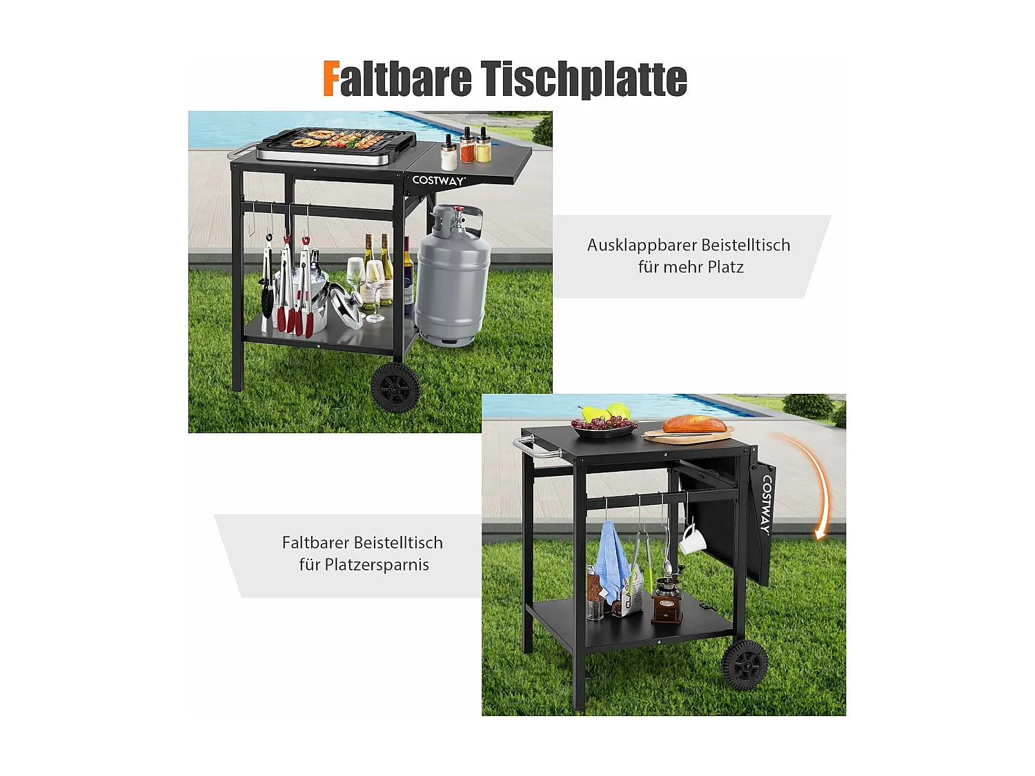 Grilltisch mit klappbarer Tischplatte