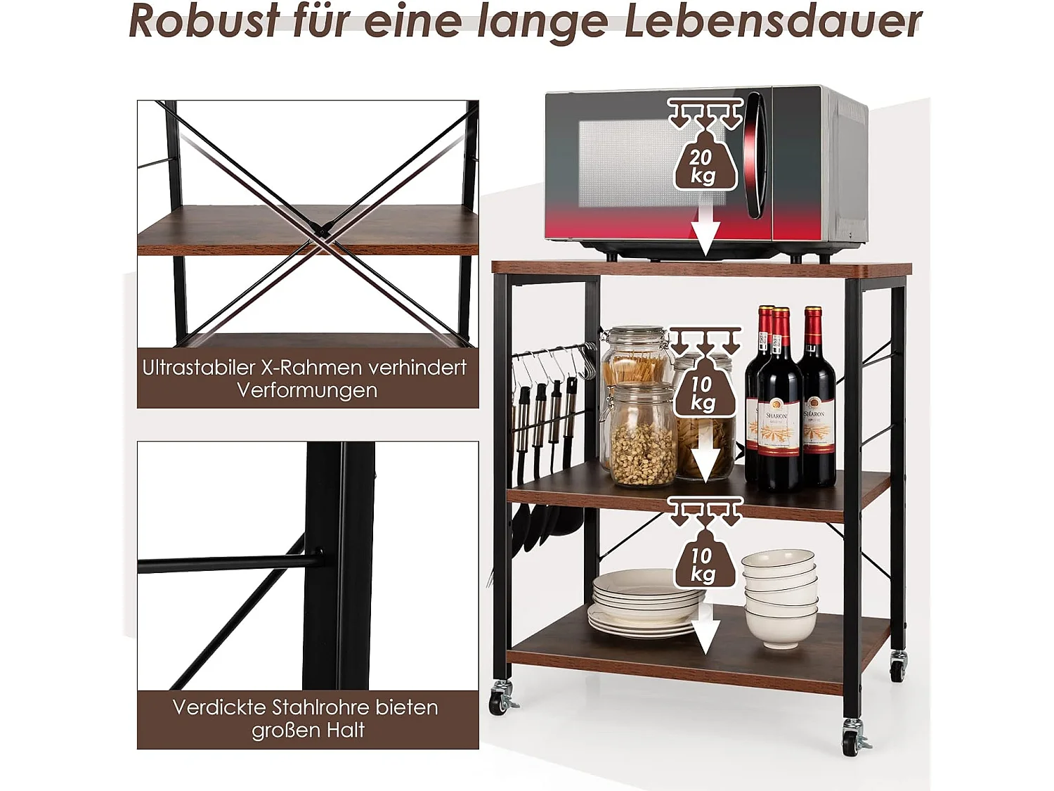 3 Ebenen Servierwagen