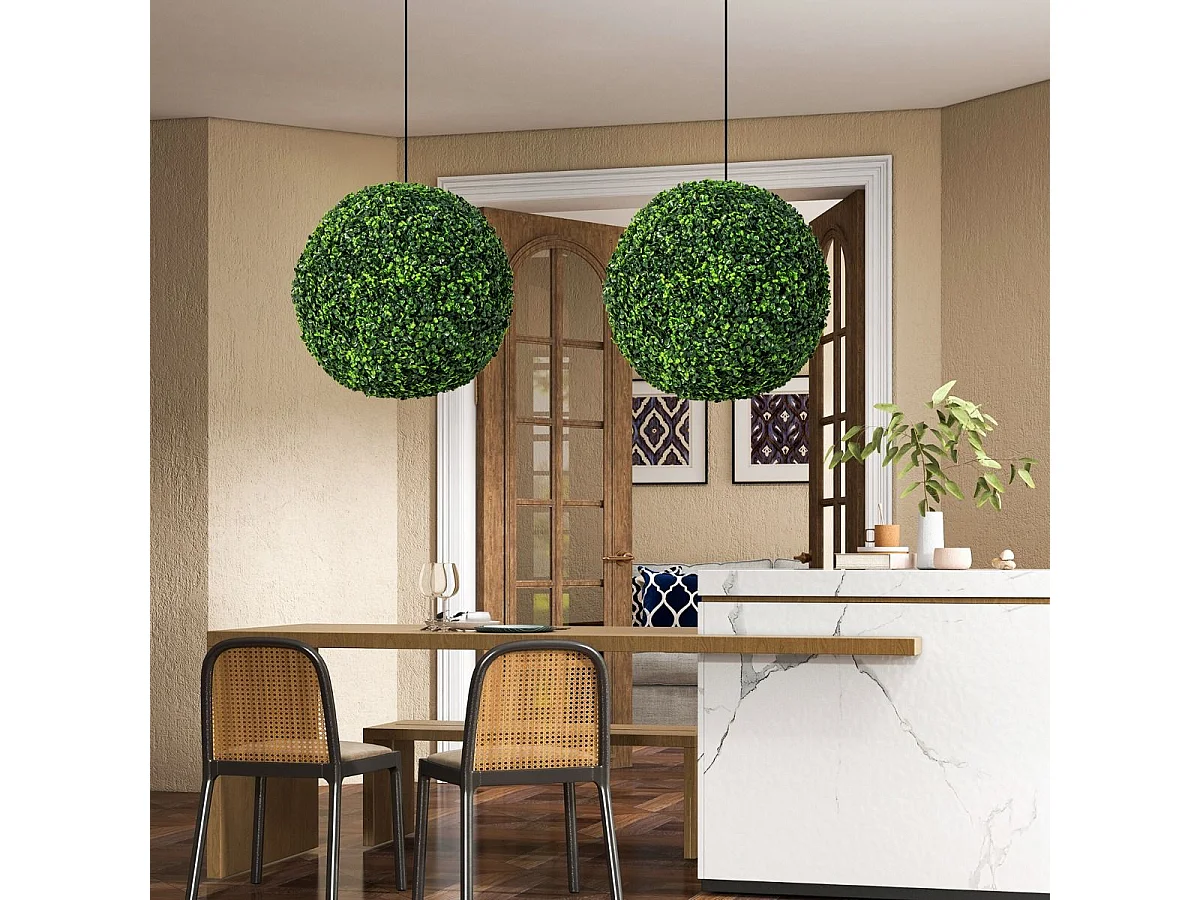 2 boules artificielles en buis de 48 cm