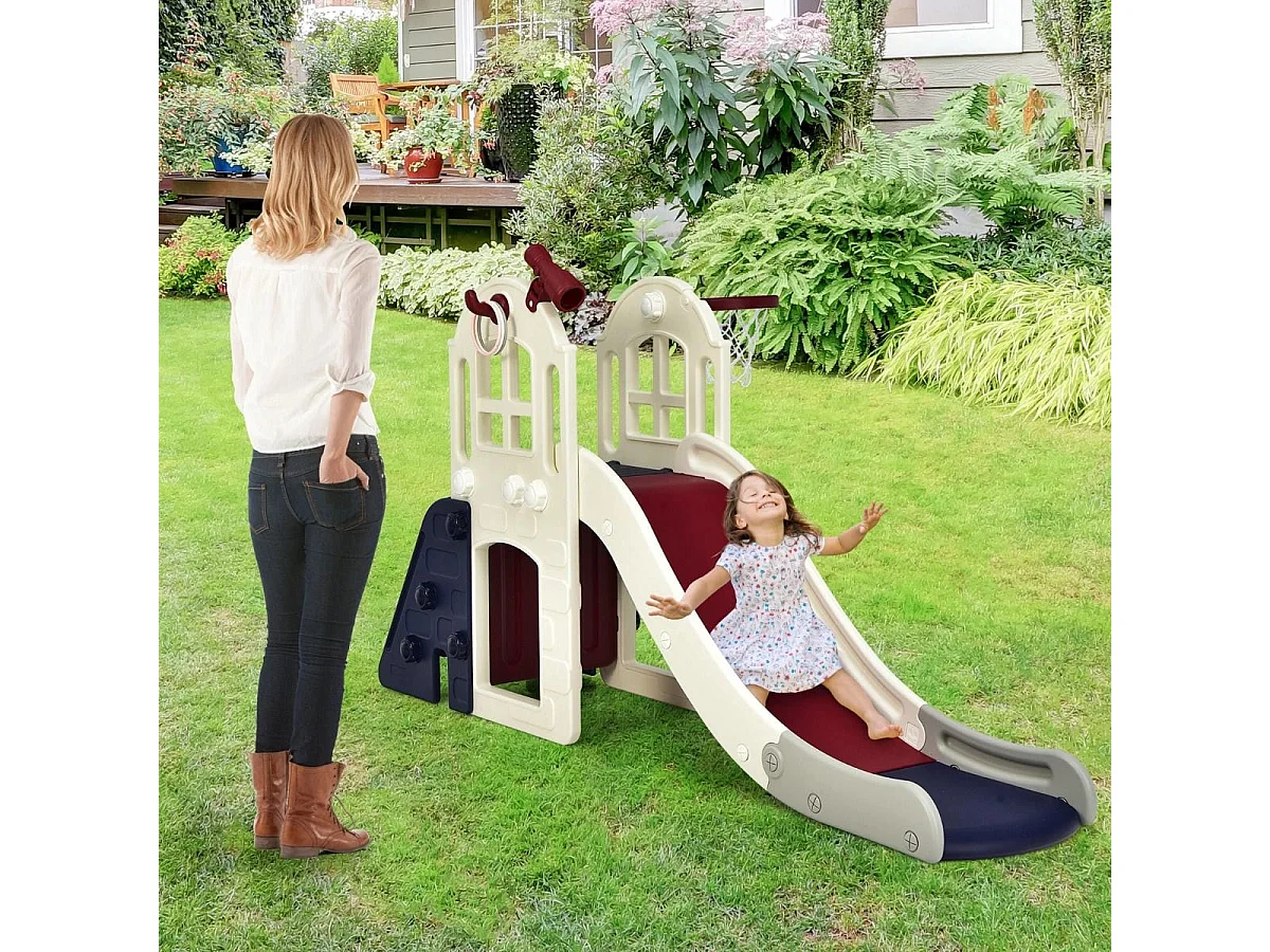 Kinderrutsche Kinder Spielplatz für Garten Kinderrutsche mit Leiter Basketballkorb Blau