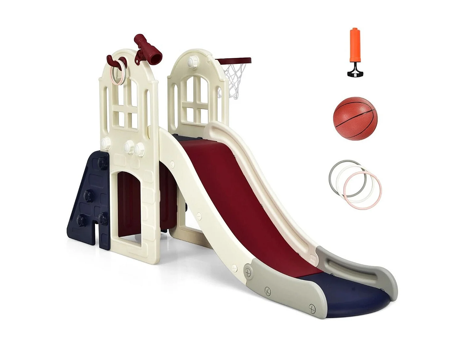 Kinderrutsche Kinder Spielplatz für Garten Kinderrutsche mit Leiter Basketballkorb Blau