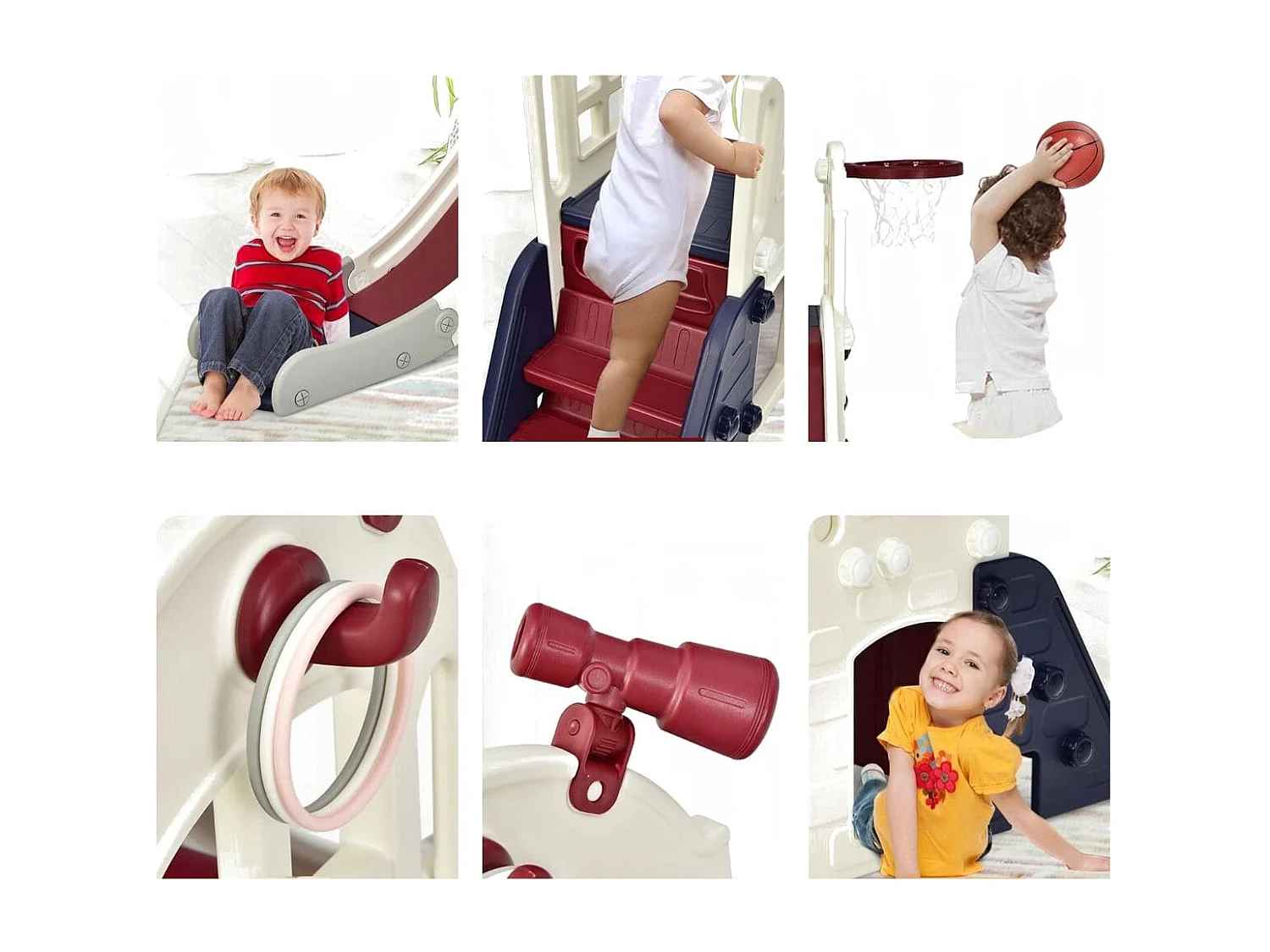 Kinderrutsche Kinder Spielplatz für Garten Kinderrutsche mit Leiter Basketballkorb Blau