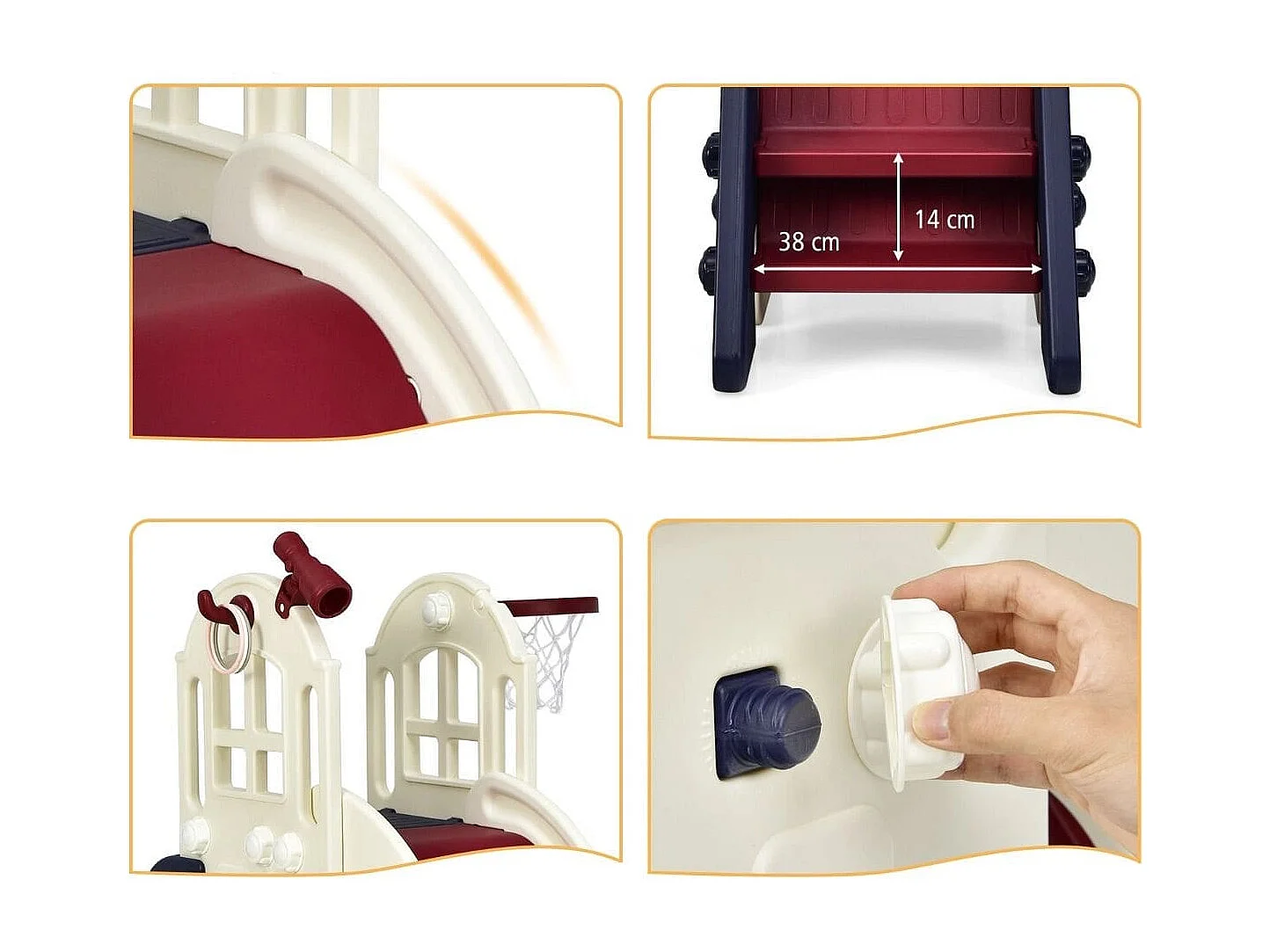 Kinderrutsche Kinder Spielplatz für Garten Kinderrutsche mit Leiter Basketballkorb Blau