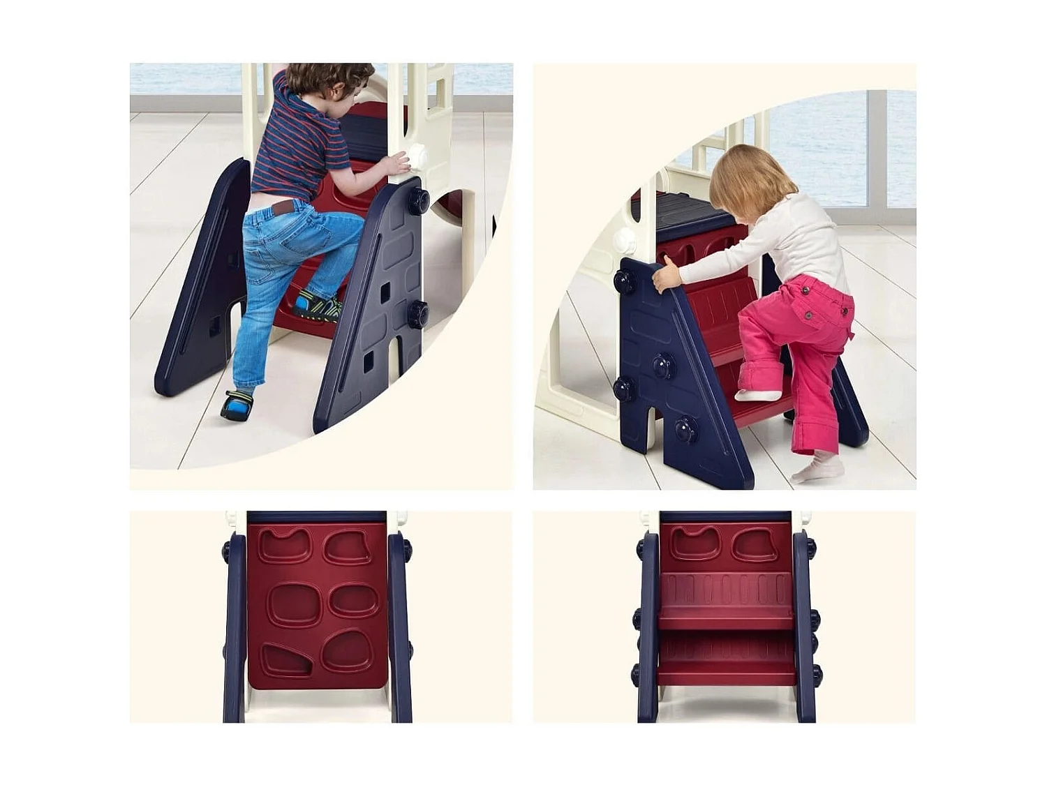 Kinderrutsche Kinder Spielplatz für Garten Kinderrutsche mit Leiter Basketballkorb Blau