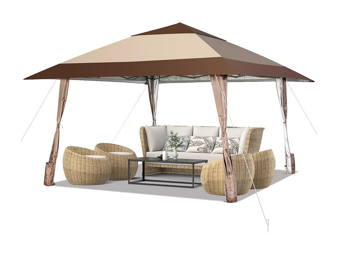 Tente de jardin pliante beige 3x3m
